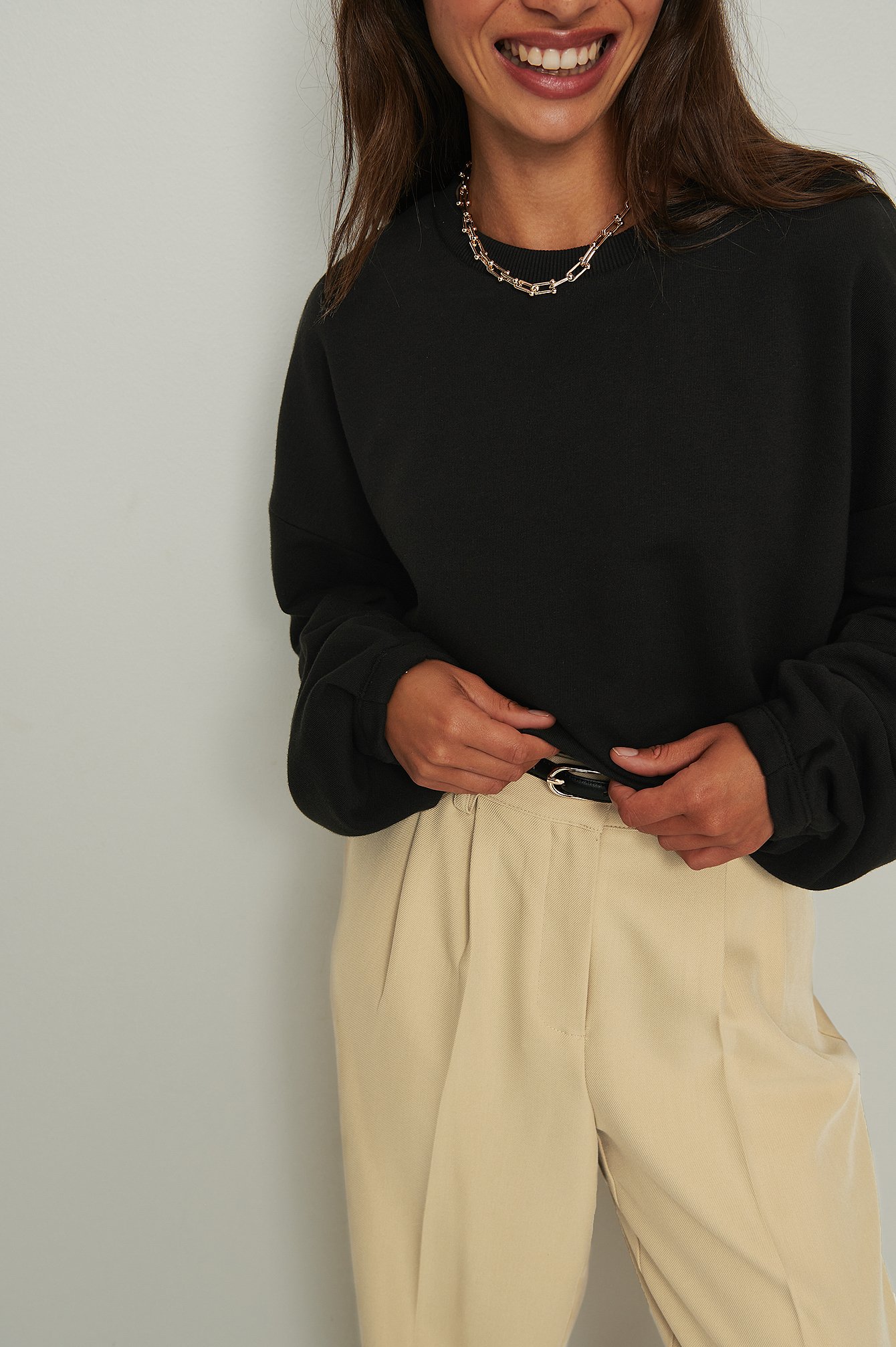 Cropped Chunky Sweater Black Na