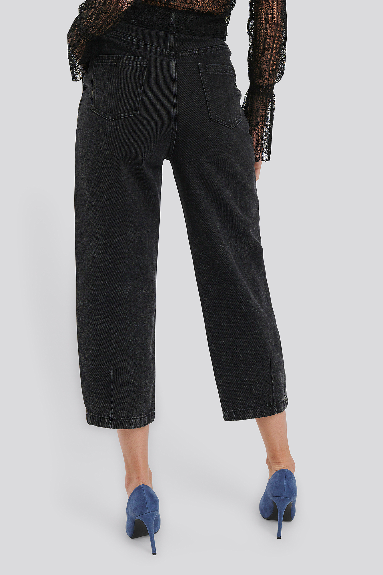 Cropped Slouchy Jeans Black | NA-KD