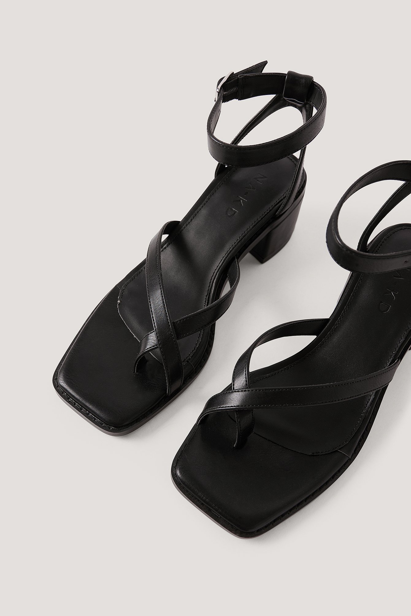 black strap block heel sandals