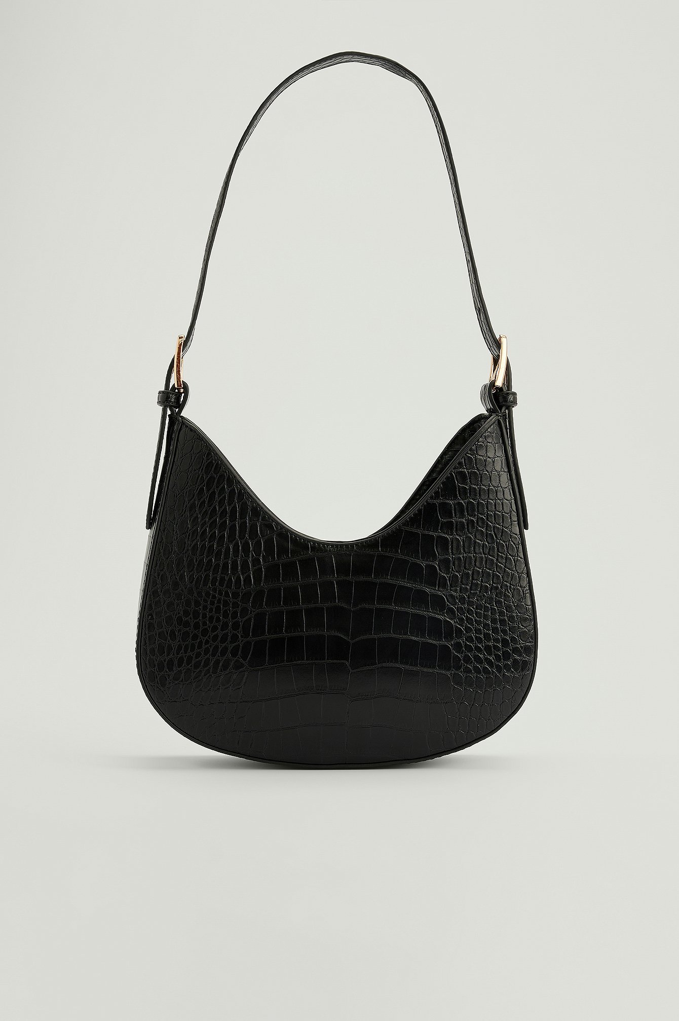 Curved Croc Shoulder Bag Black | na-kd.com