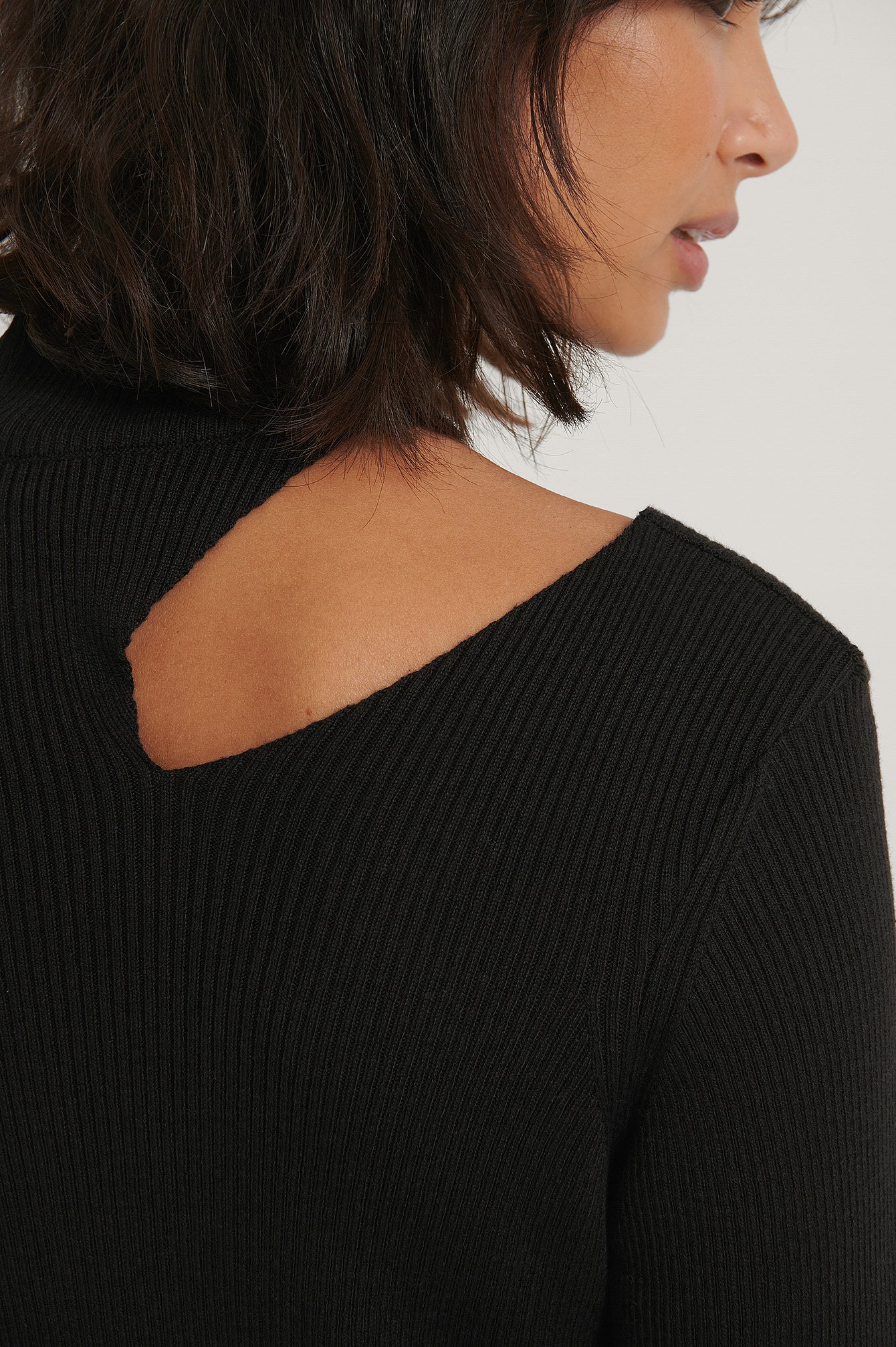 Recycled Cut Out High Neck Sweater Black | na-kd.com