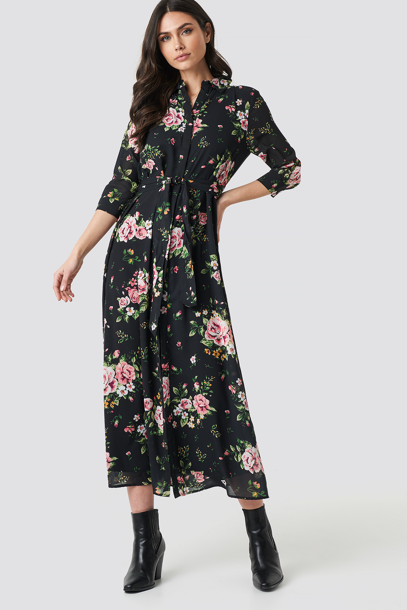 Dark Floral Maxi Dress Multicolor | NA-KD