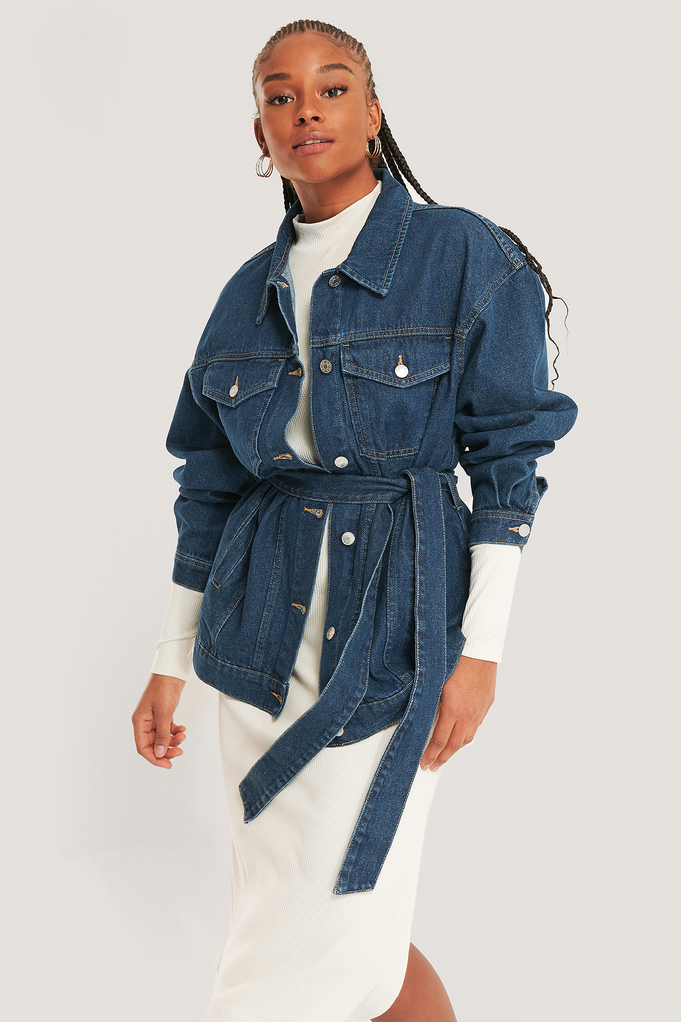 Denim Belted Jacket Blue | NA-KD