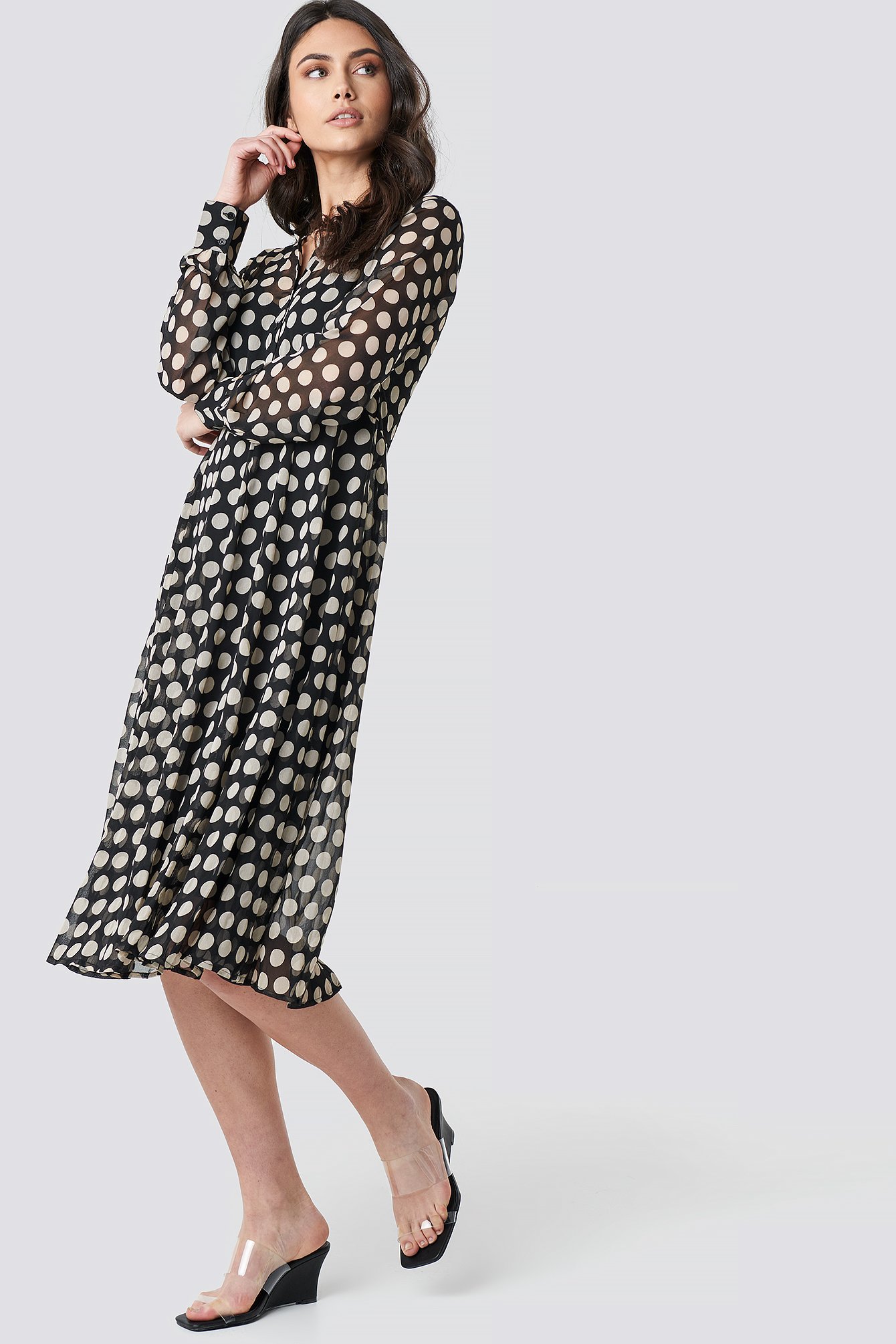 dotted shirt dress