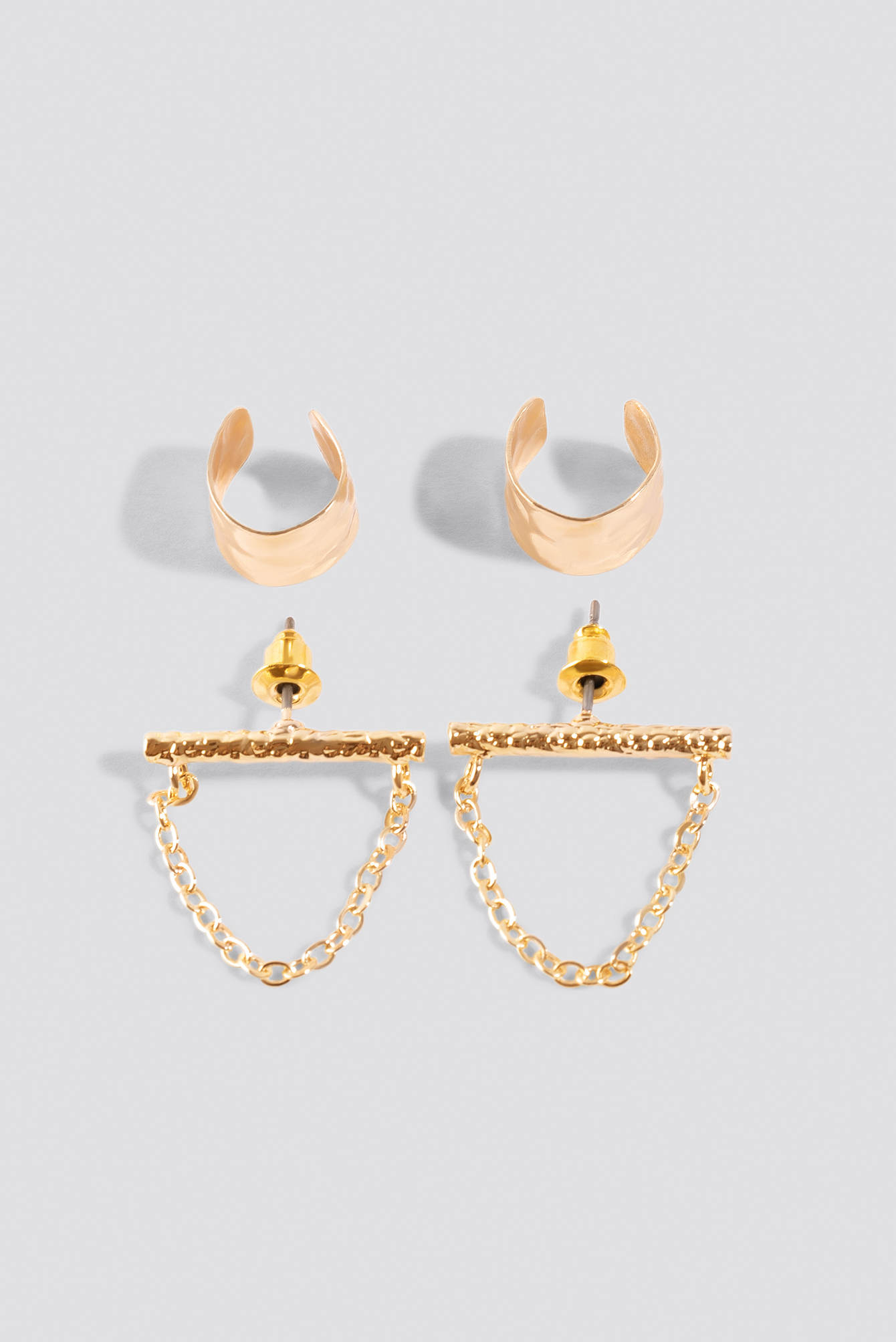 Drop Chain Cuff Set Gold