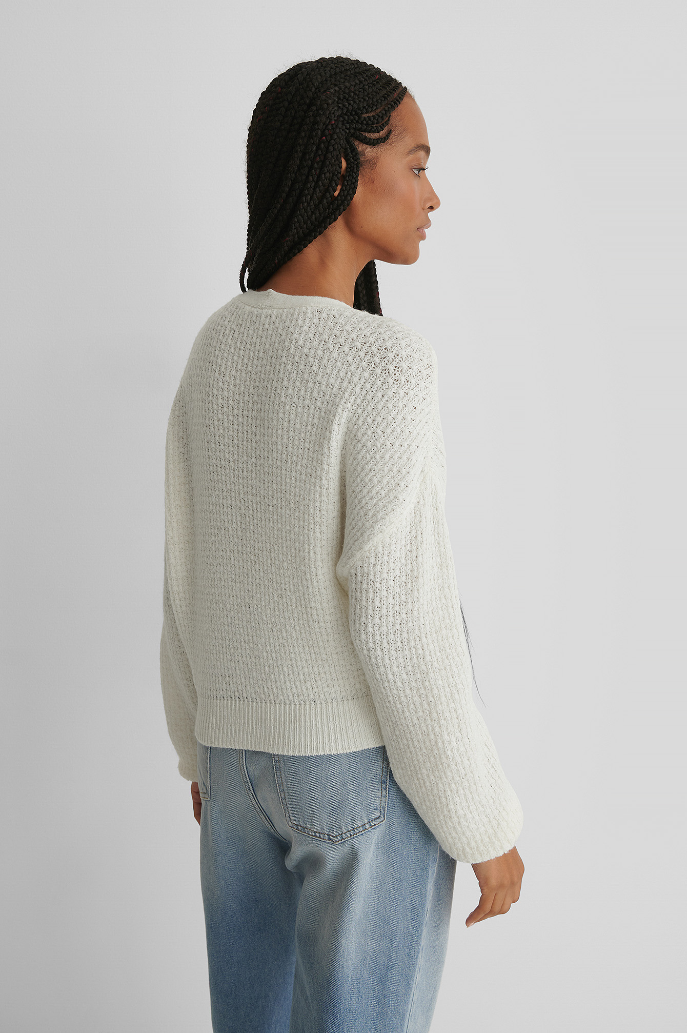 Dropped Shoulder Knitted Buttoned Cardigan White | na-kd.com