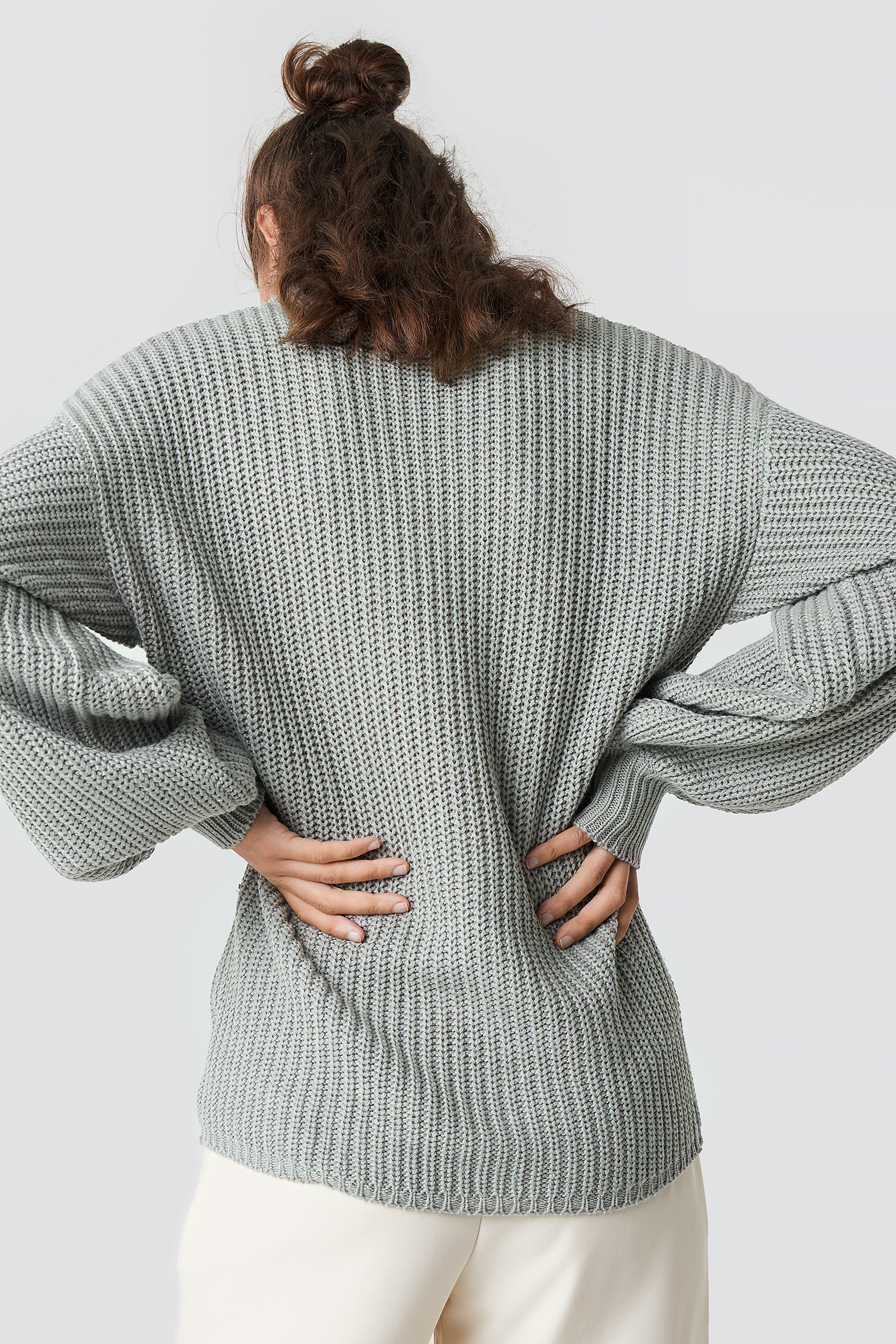 Dropped Shoulder Knitted Sweater Grey