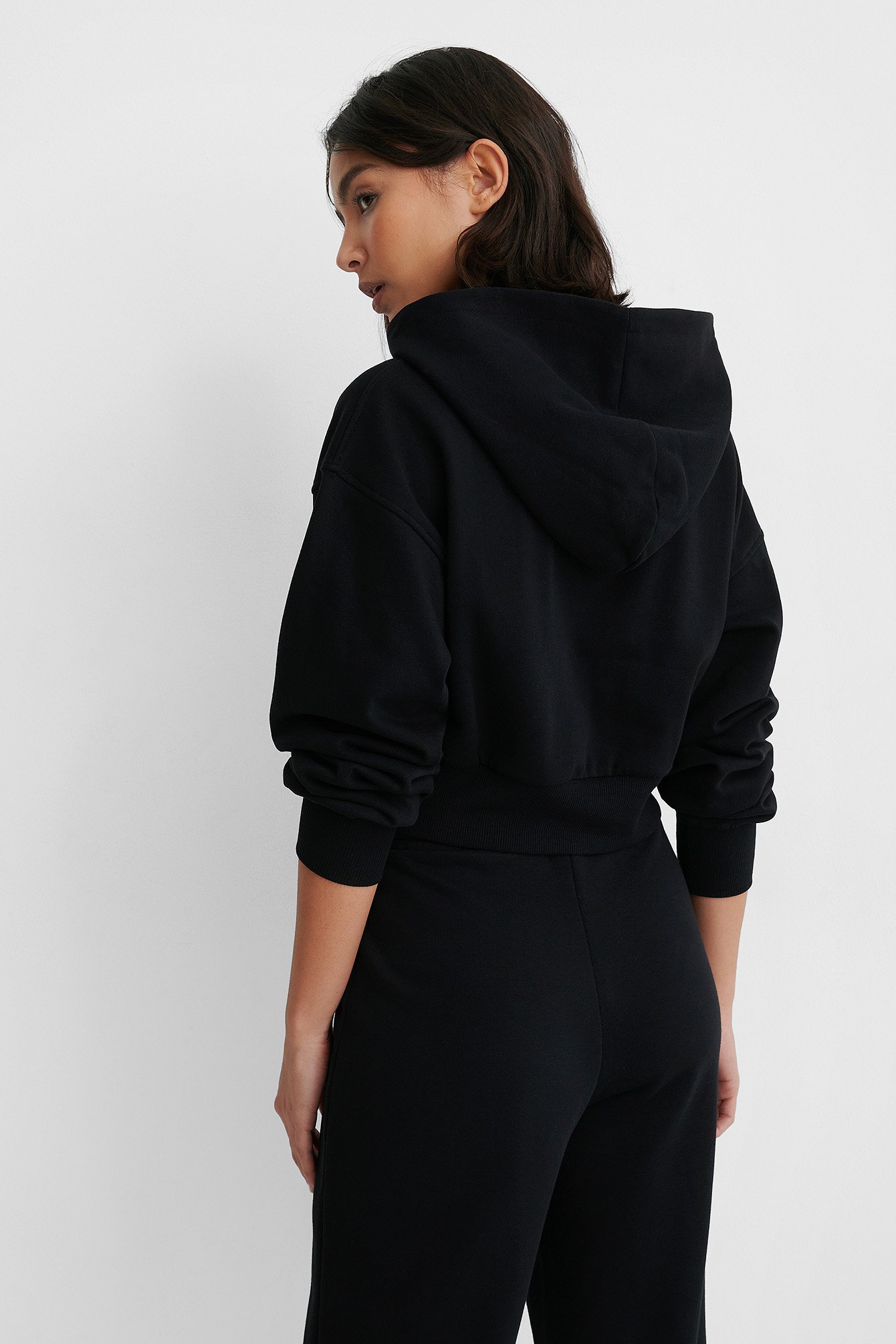 Organic Elastic Waist Detail Hoodie Black | na-kd.com