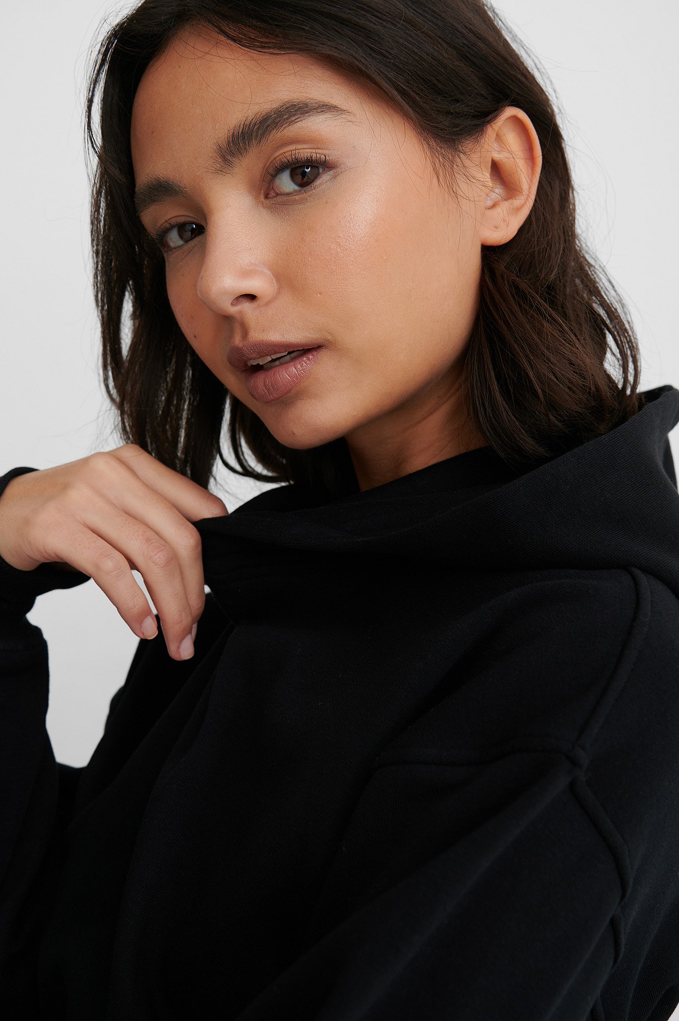 Elastic Waist Detail Hoodie Black | na-kd.com