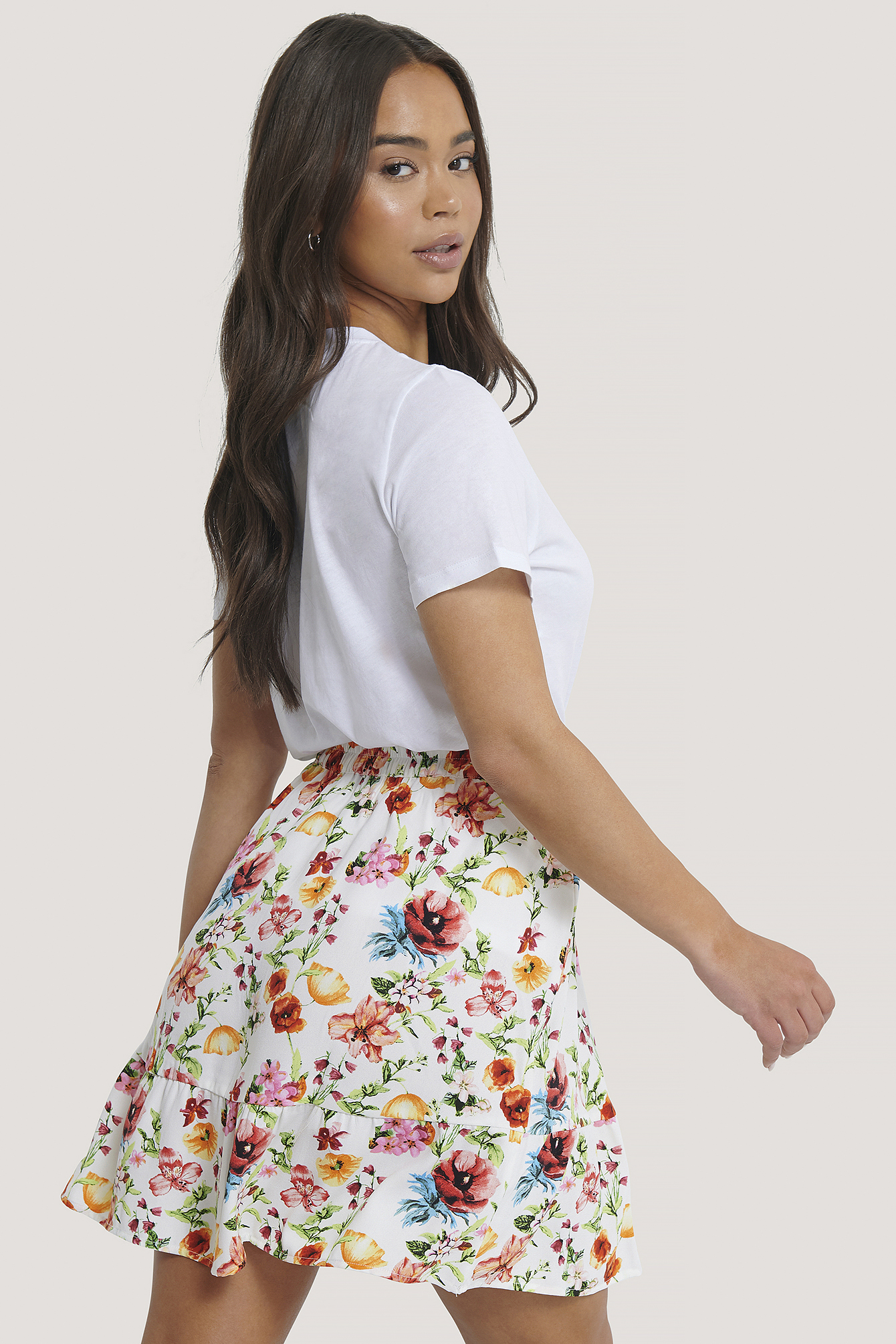 Elastic Waist Flowy Mini Skirt Multicolor | NA-KD