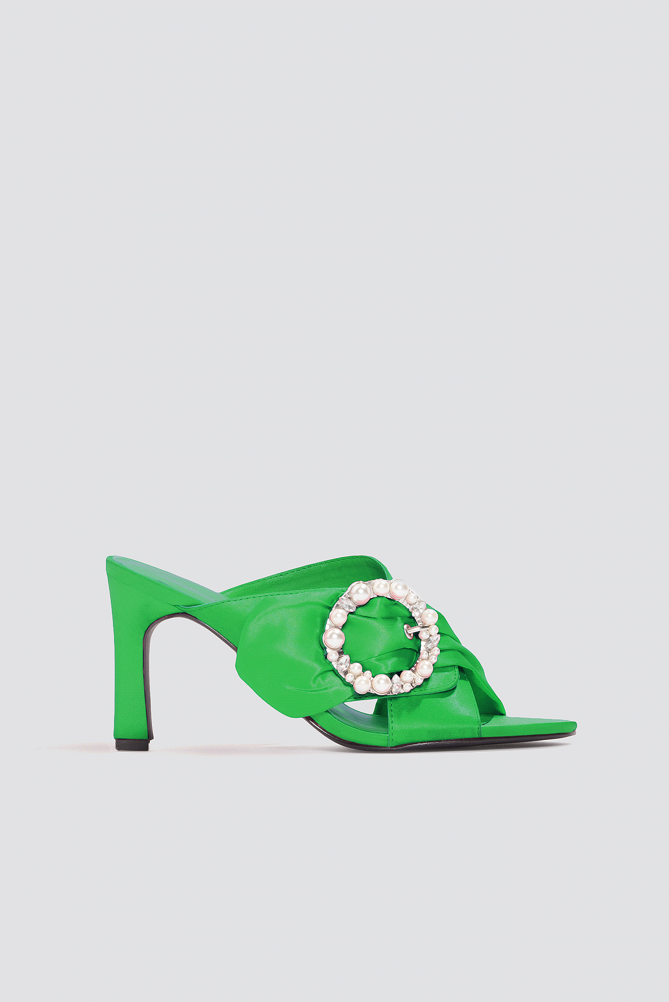 green heeled mules