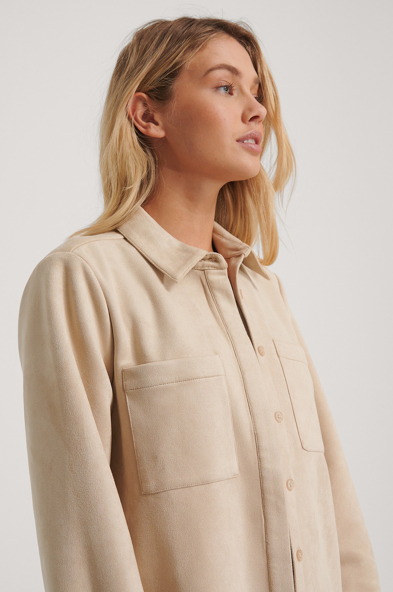 Faux Suede Shirt Beige | NA-KD