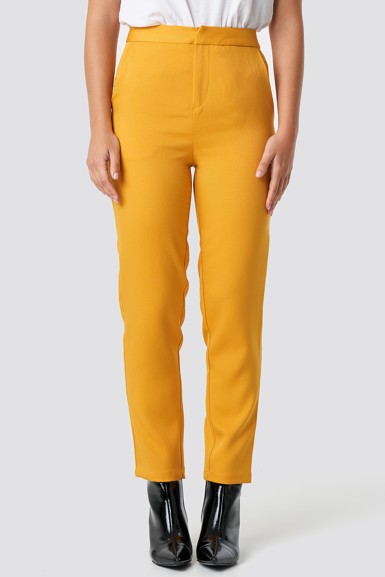 black pants yellow stripe