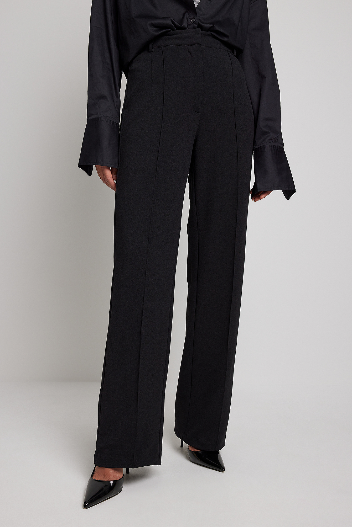 Fitted Wide Leg Suit Pants Black | na-kd.com