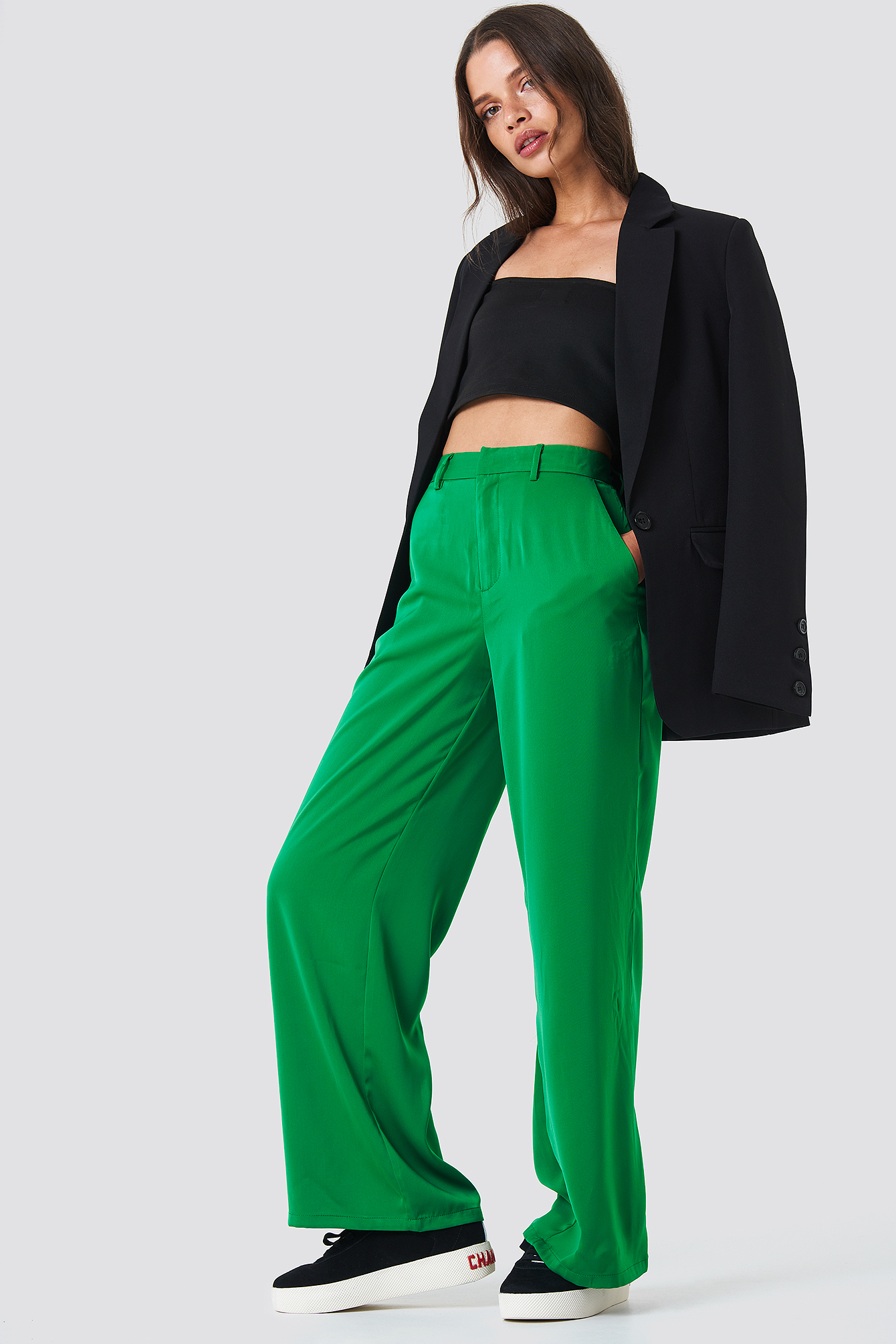 flared pants green