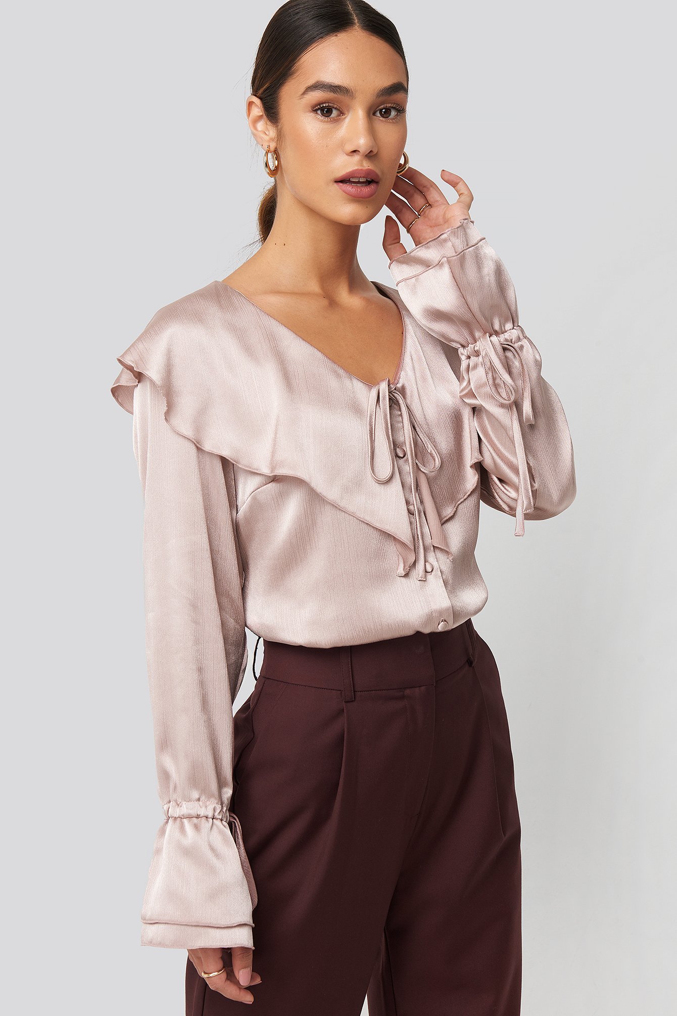 nakd structured frill blouse