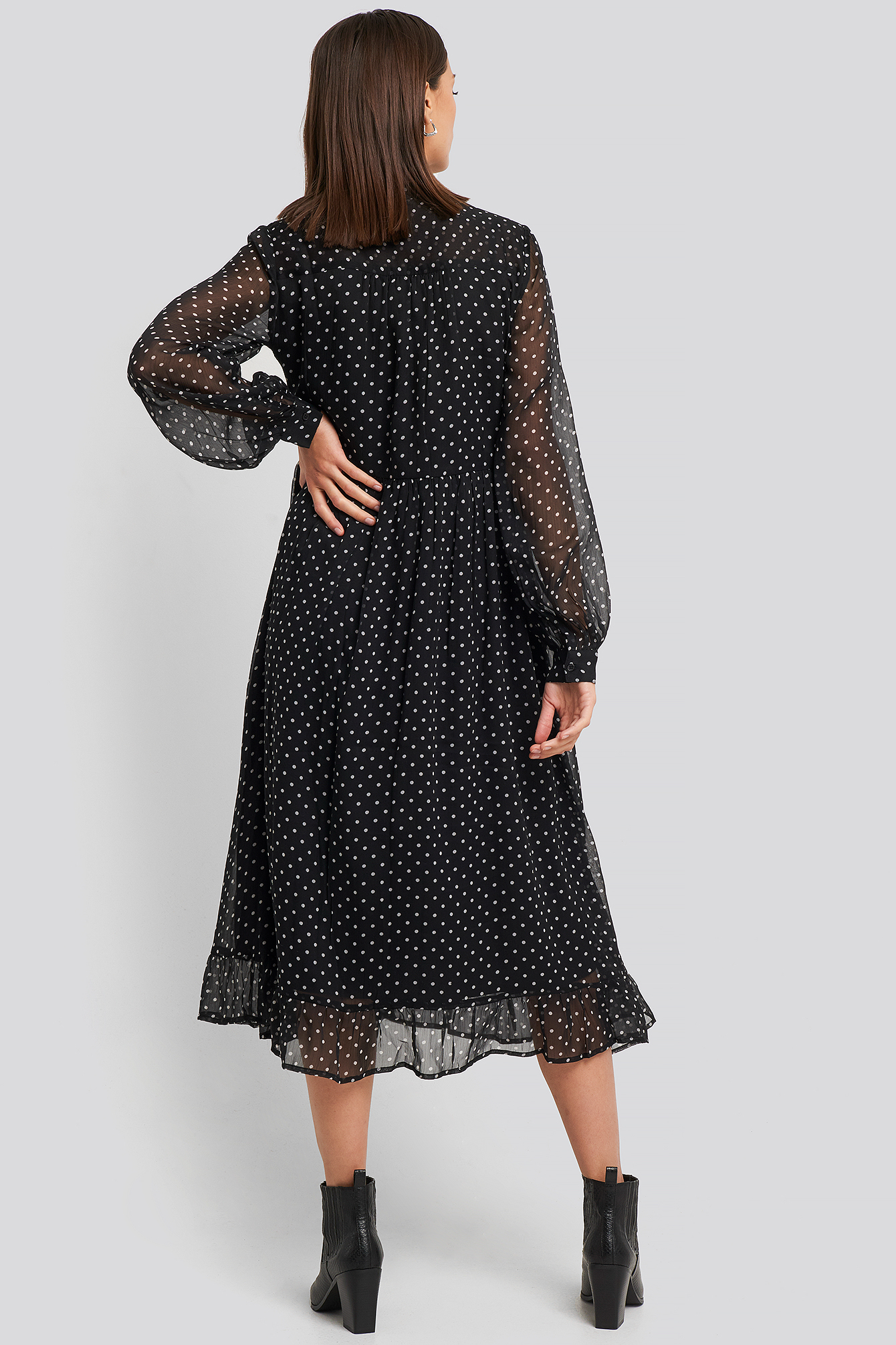 Flowy Midi Flounce Dress Black | na-kd.com