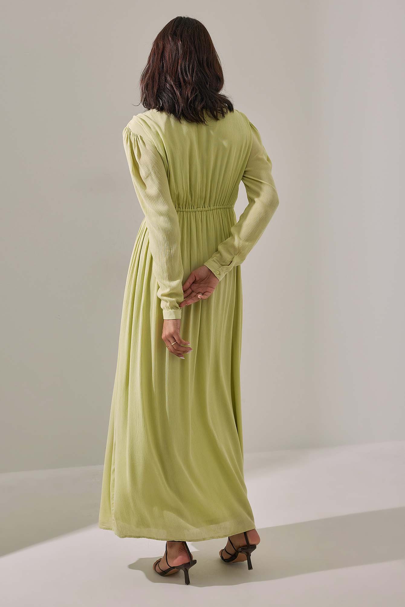Flowy Maxi Dress Green | na-kd.com