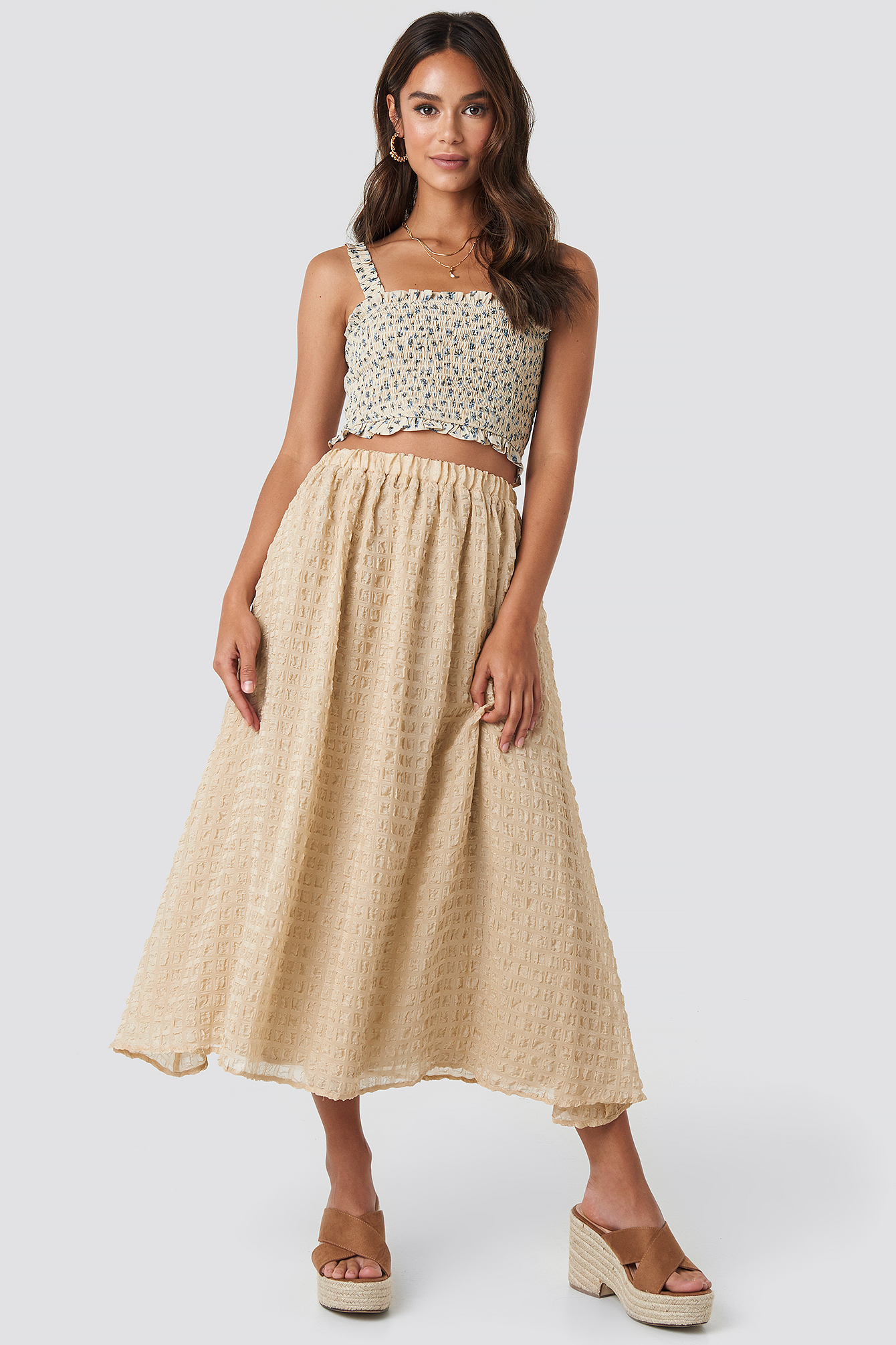 Beige shop flowy skirt