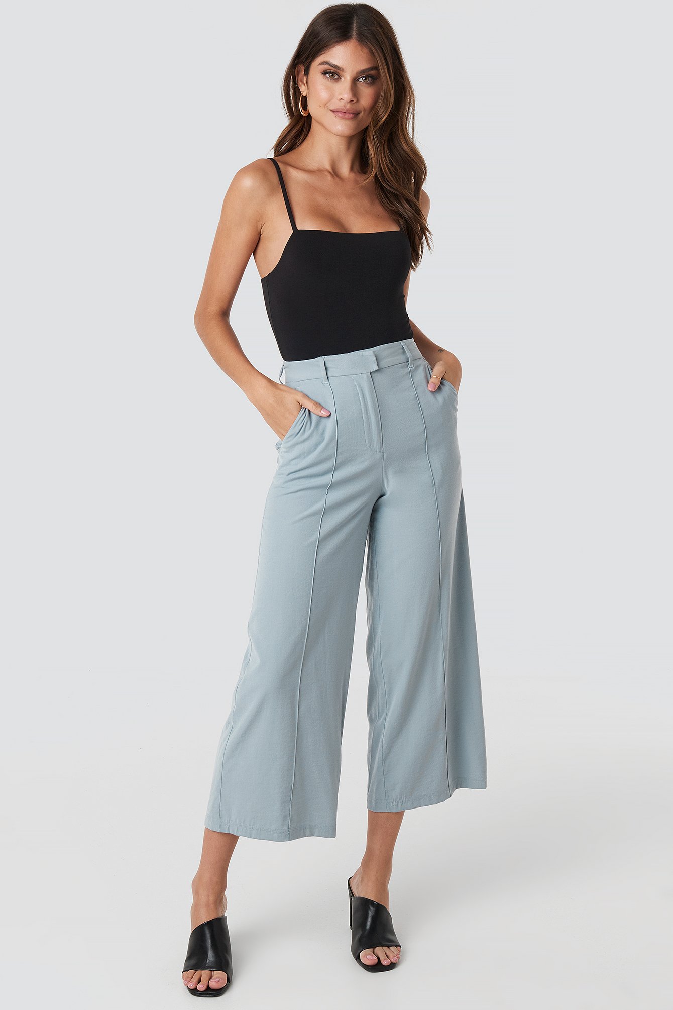 Flowy Wide Pants Blue | NA-KD