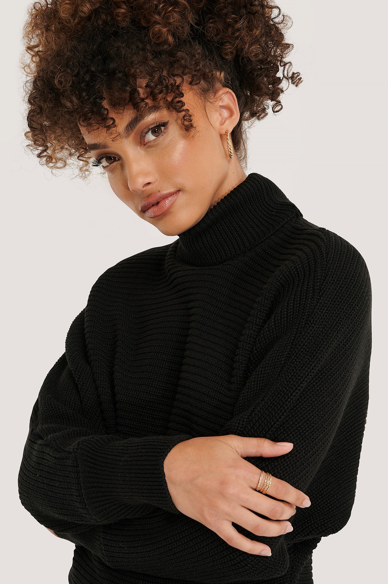 Folded Knitted Sweater Black | NA-KD