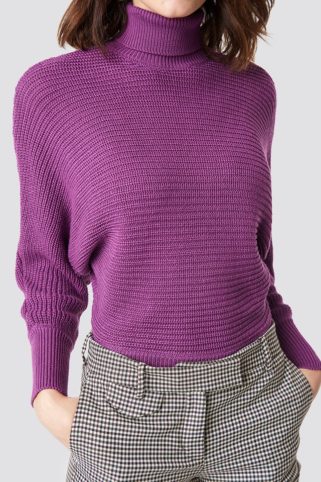 Folded Knitted Sweater Purple