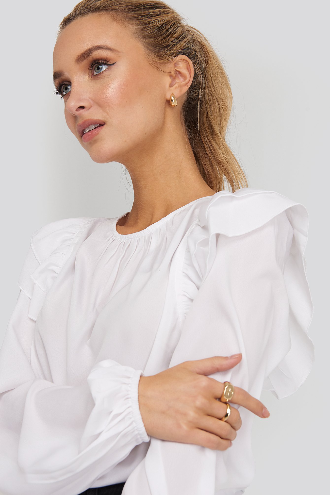 nakd structured frill blouse