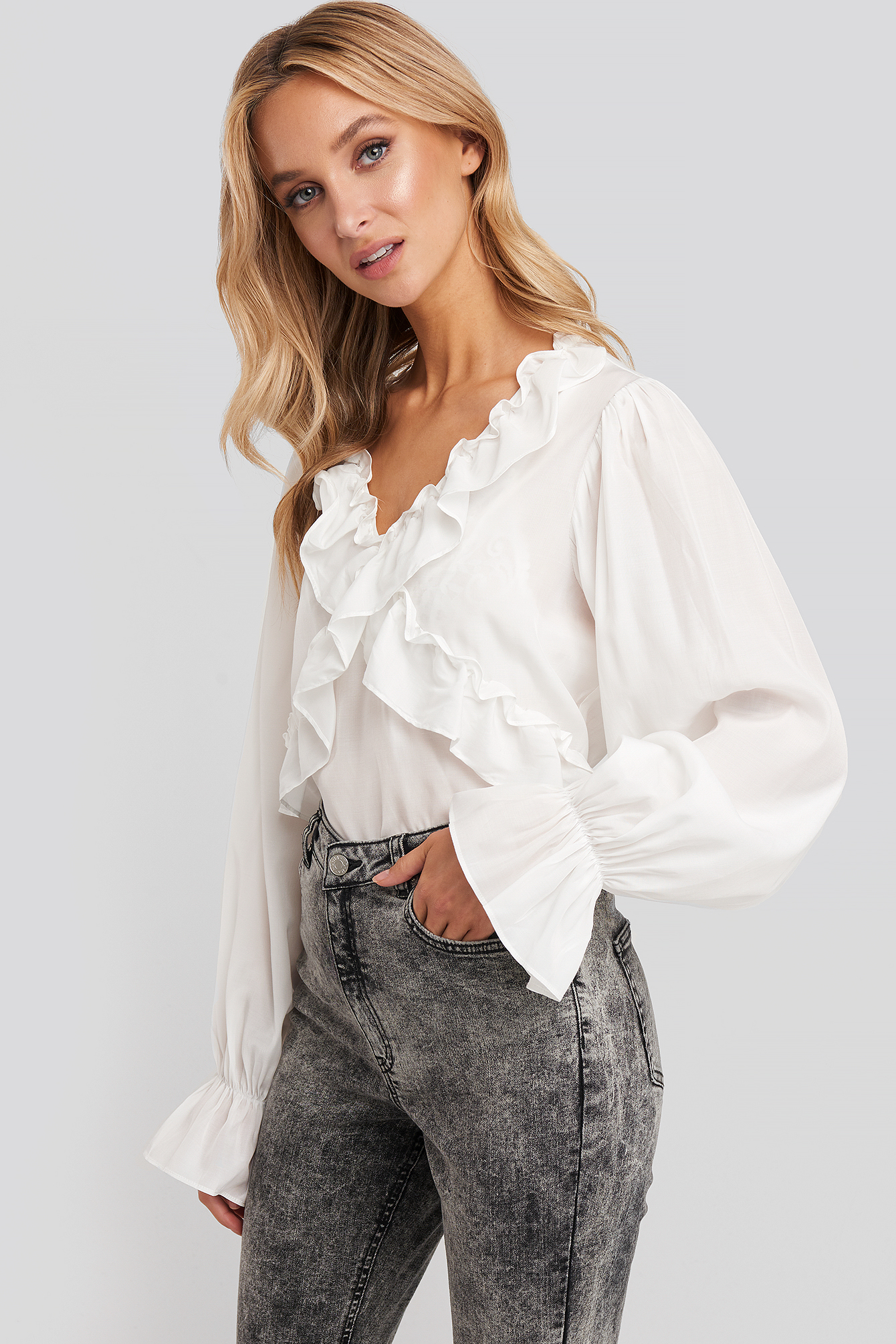 Frill Detail Blouse White | NA-KD