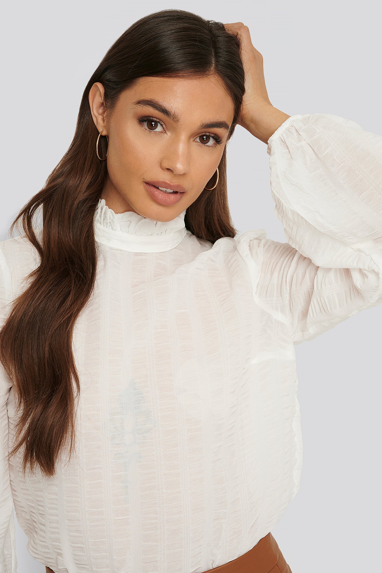 nakd structured frill blouse