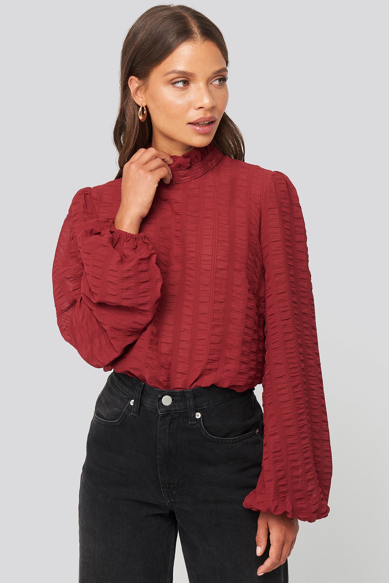 nakd structured frill blouse