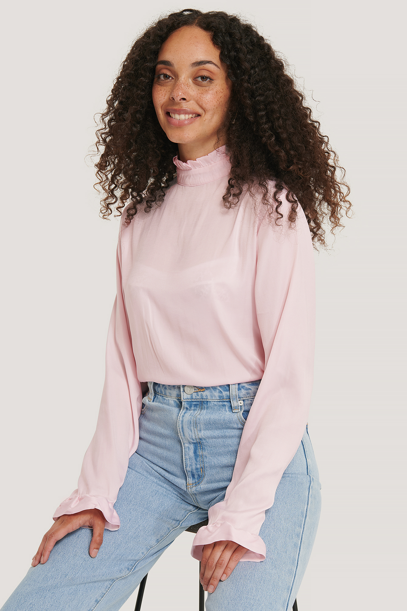 nakd structured frill blouse