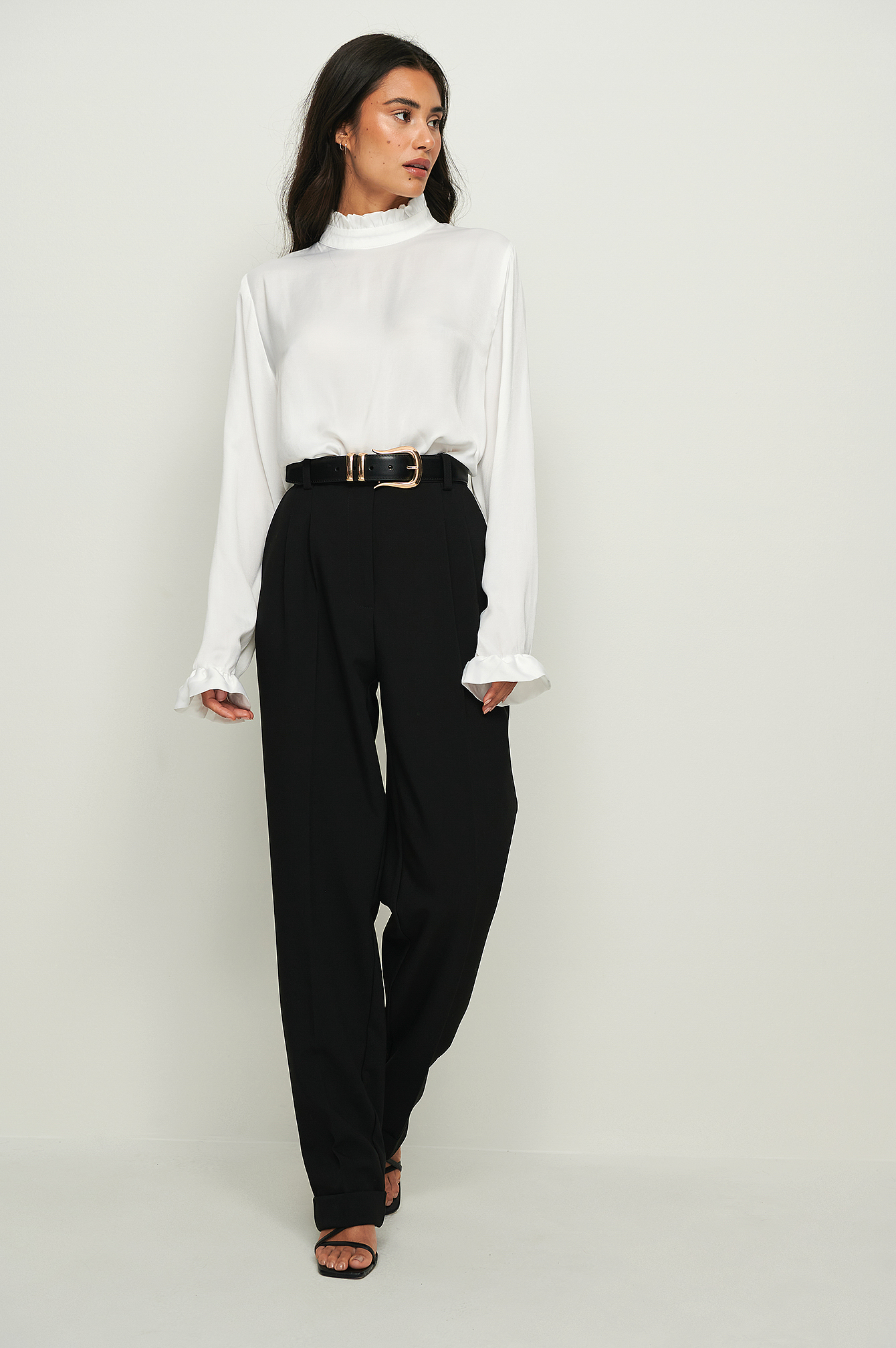 Frill Sleeve Elastic Collar Blouse White | na-kd.com