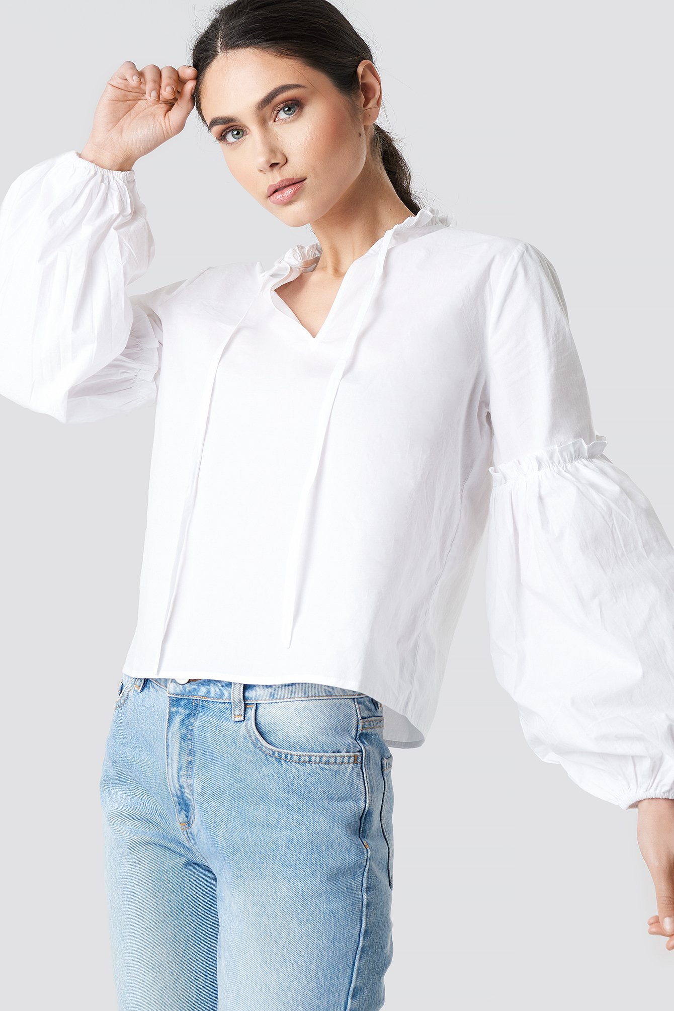 puff sleeve blouse white