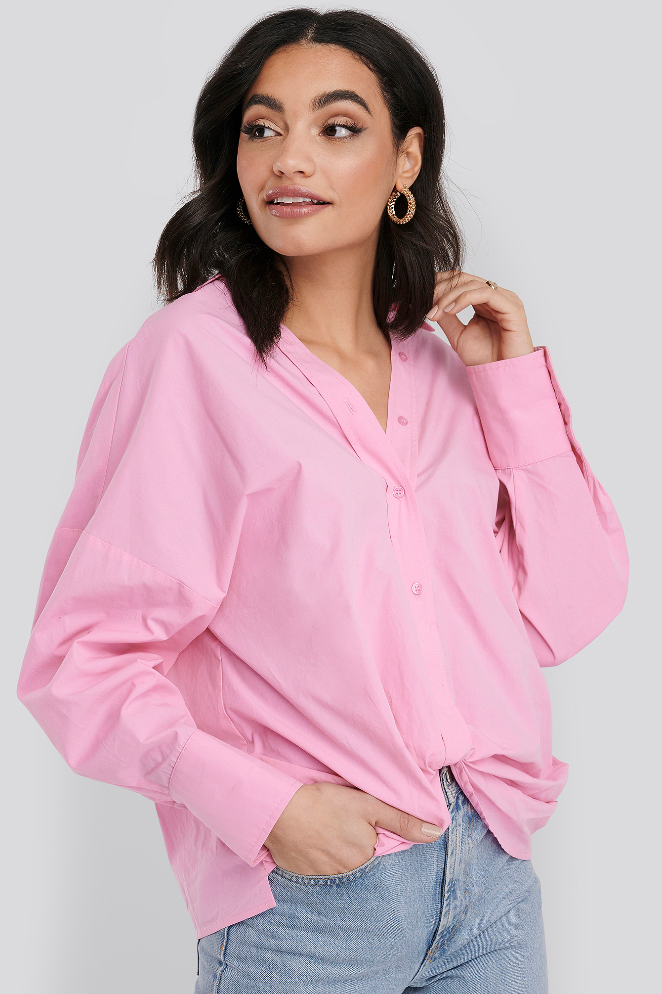 Front Knot Shirt Pink | NA-KD