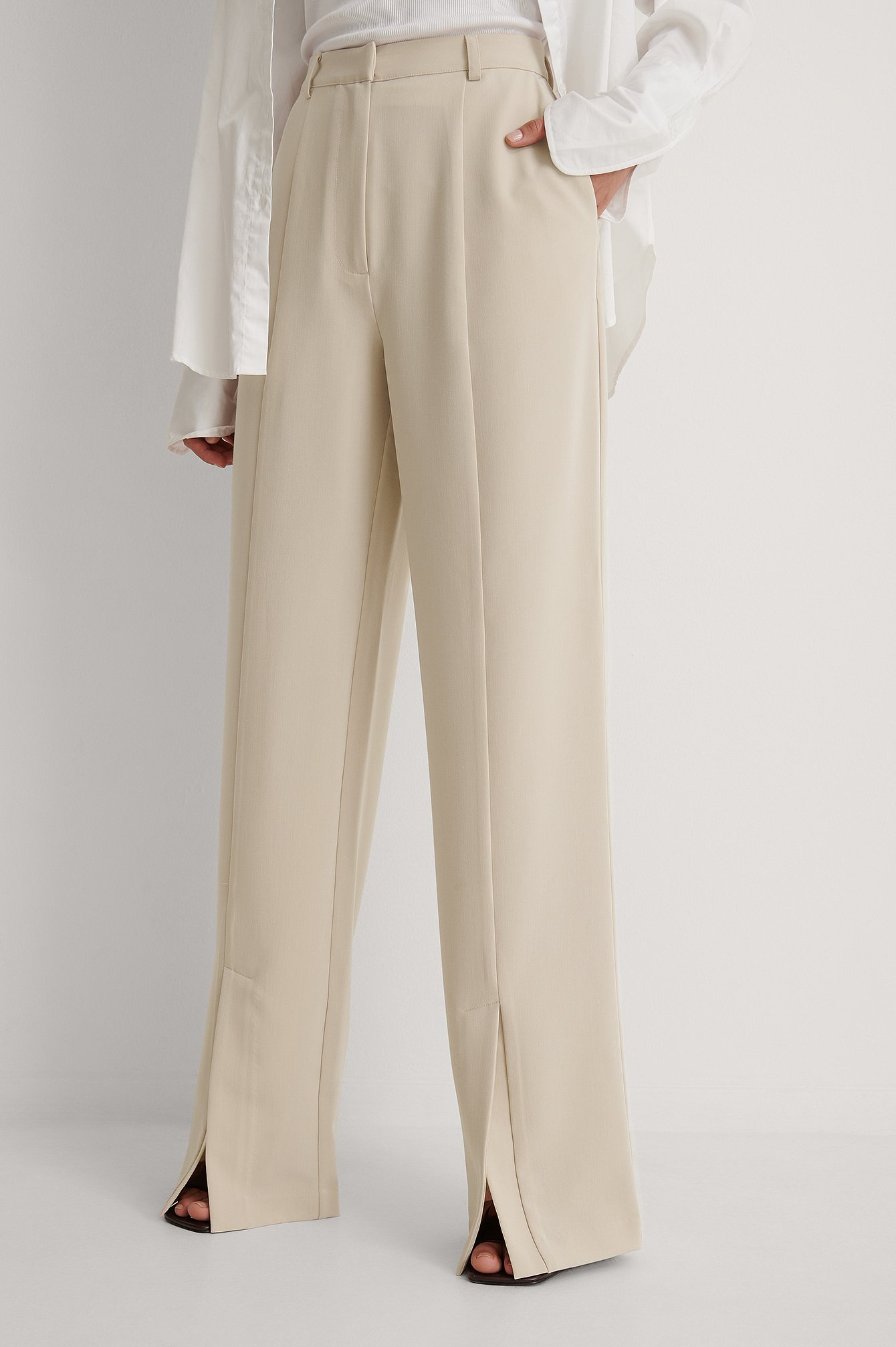 Front Slit Pants Beige | na-kd.com