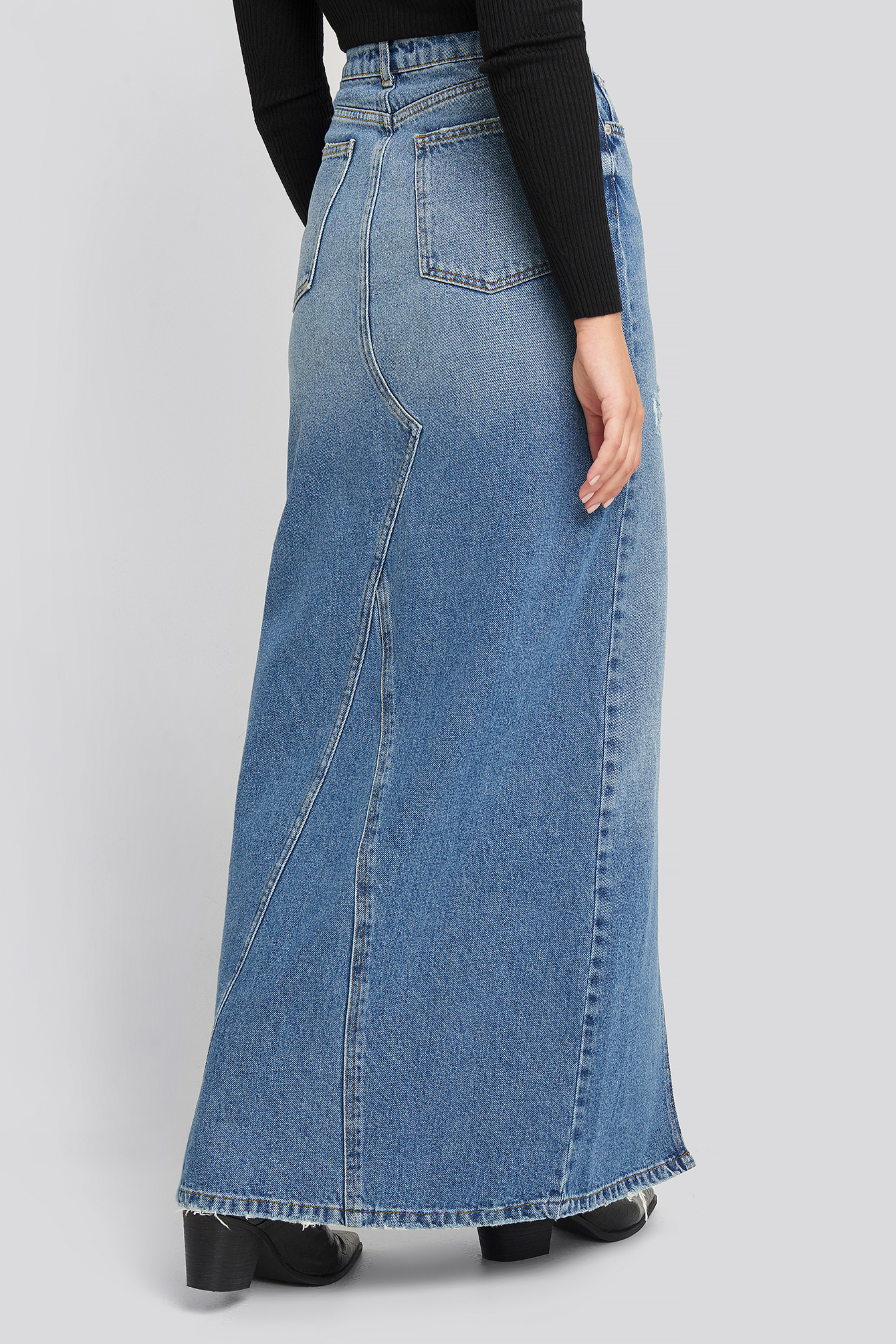 Front Split Maxi Denim Skirt Blue | na-kd.com