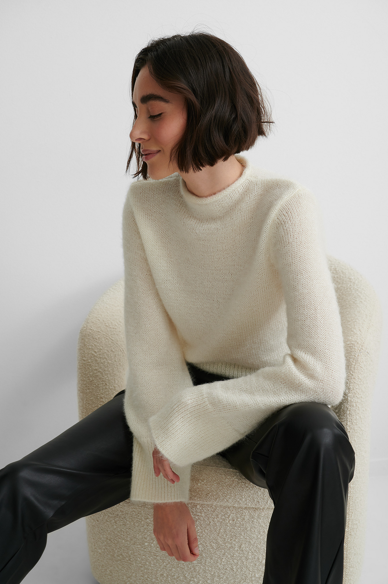 Hairy Knit Sweater Offwhite Na