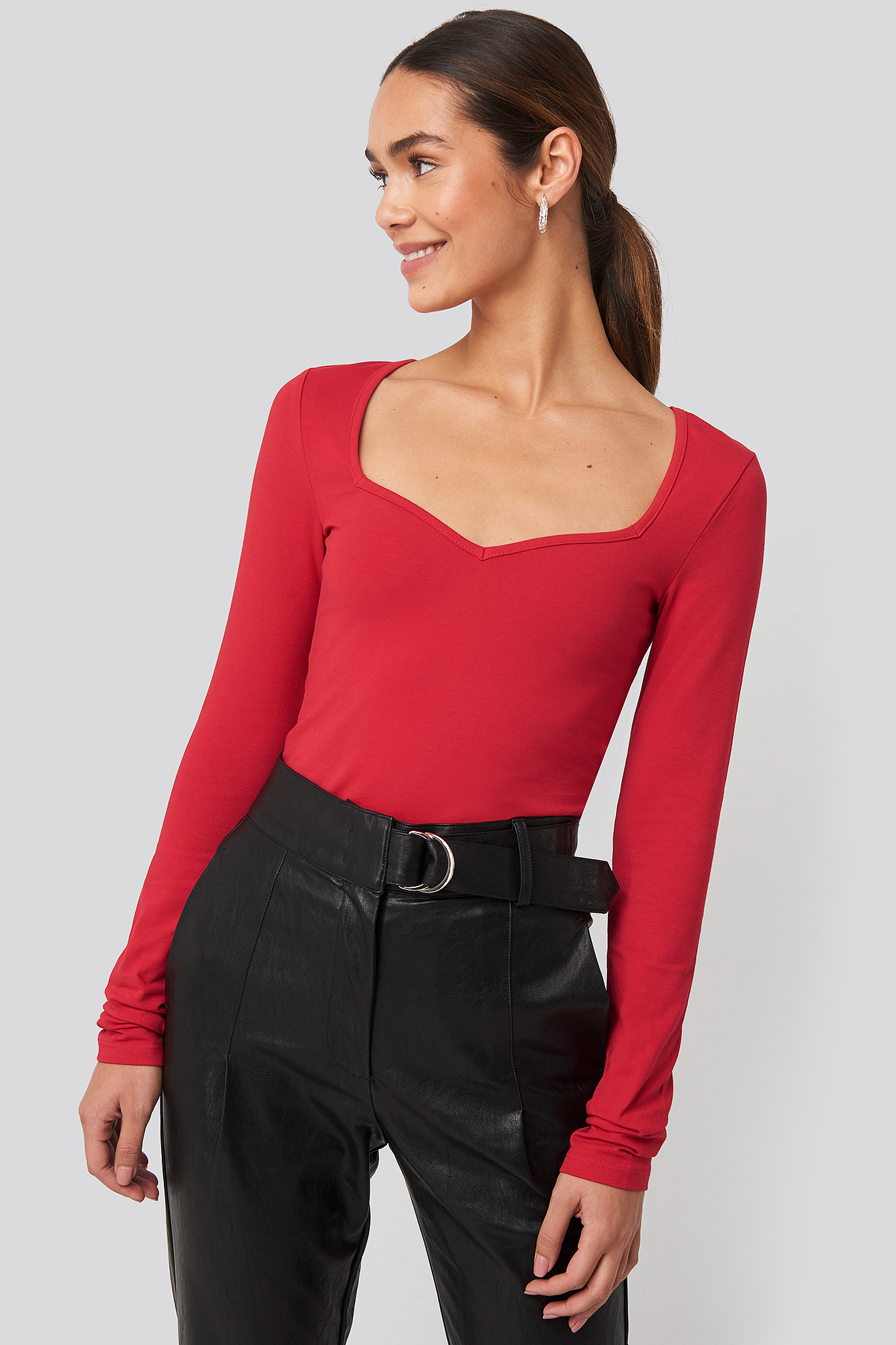 Heart Neckline Fitted Top Rot | na-kd.com