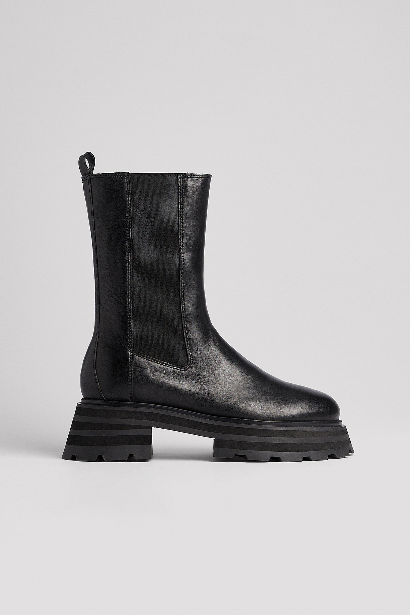 Heavy Profile Leather Chelsea Boots Black | NA-KD