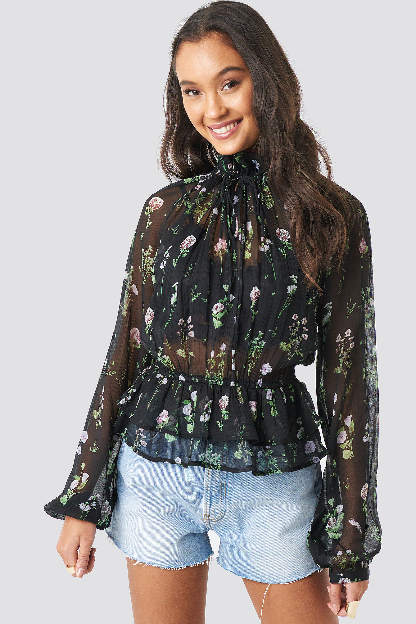 High Frill Neck Top Multicolor | NA-KD