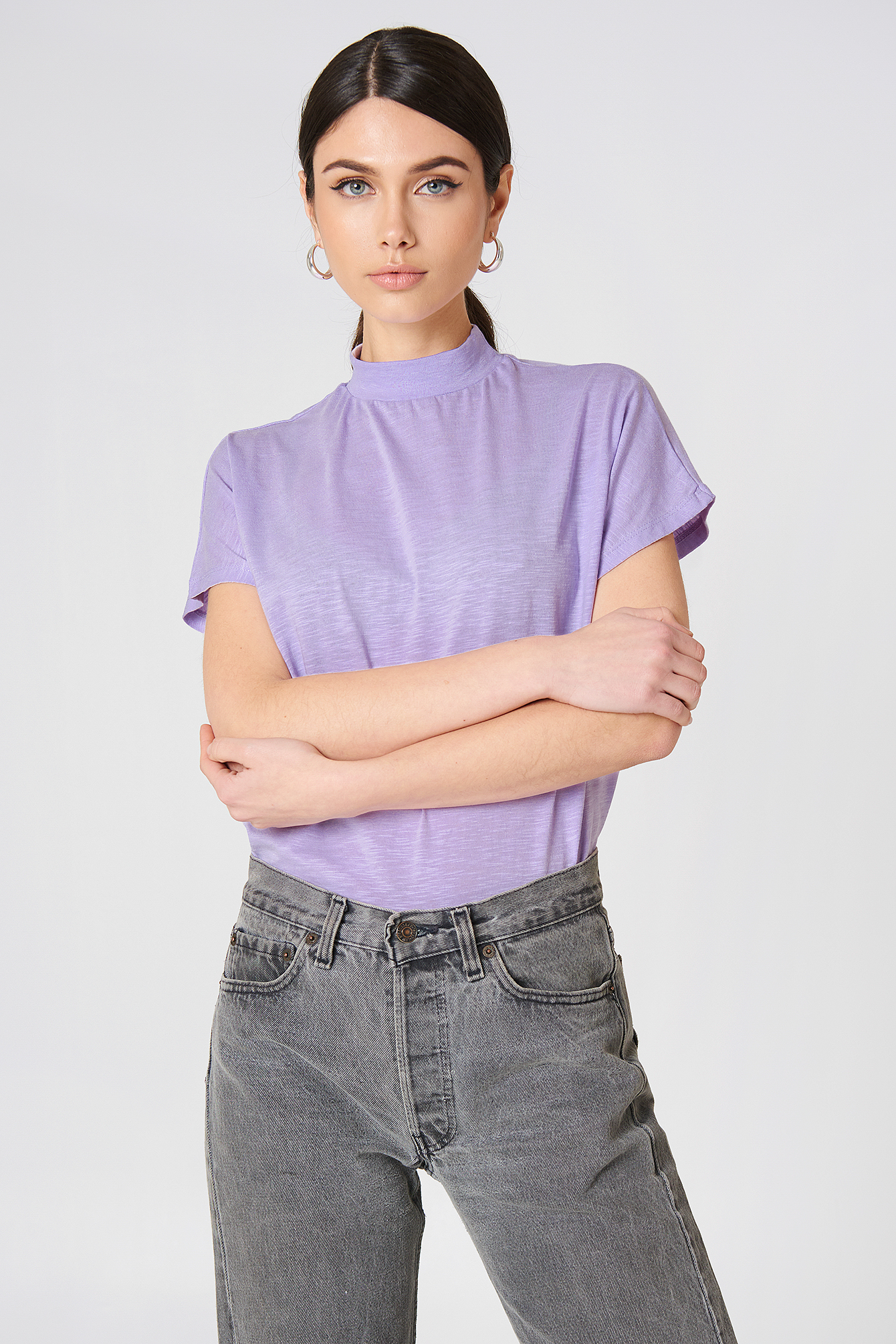 High neck shop cap sleeve top