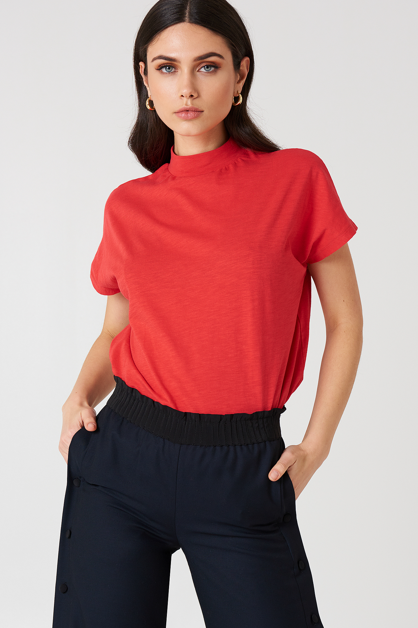 High Neck Cap Sleeve Top Red | na-kd.com