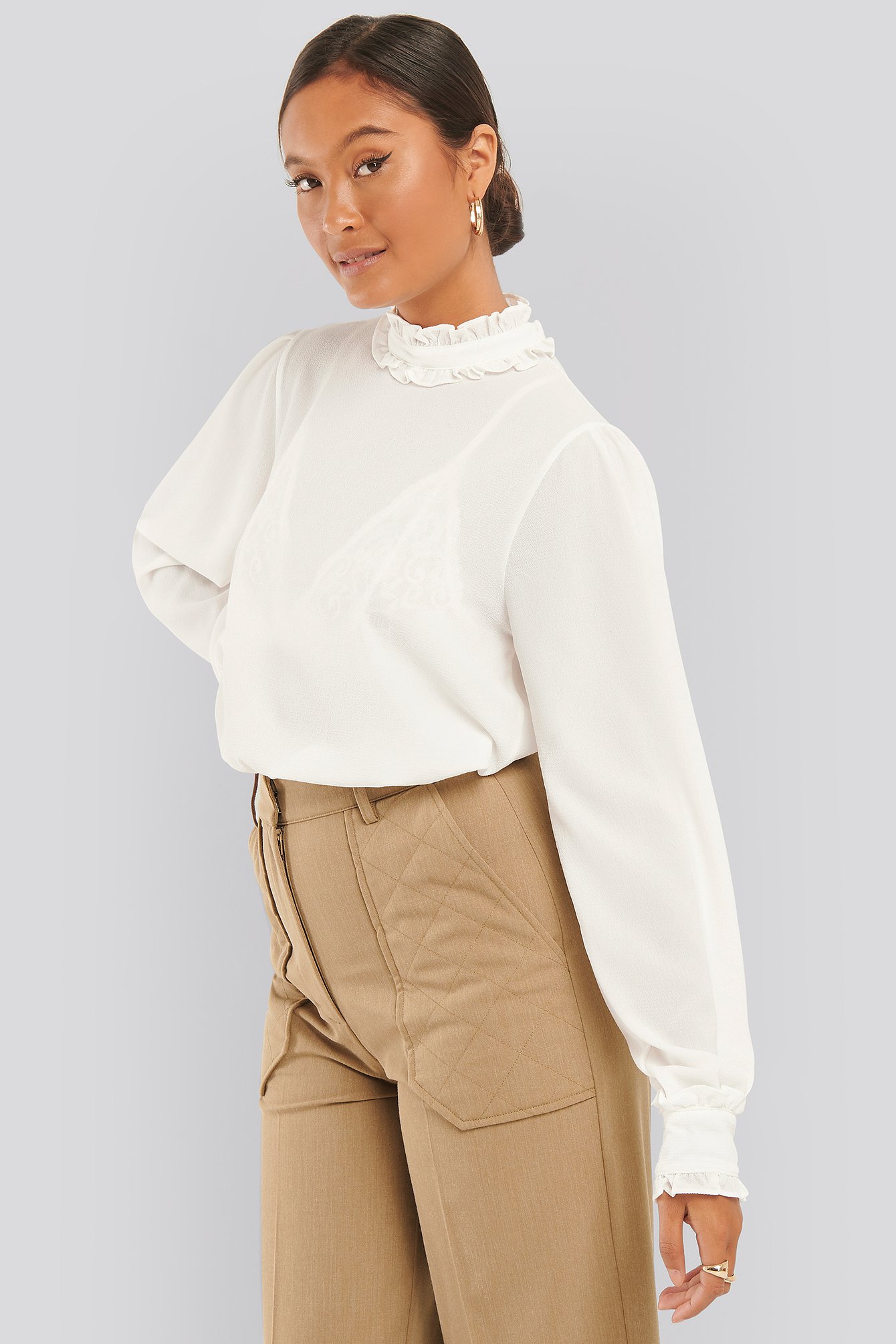 nakd structured frill blouse