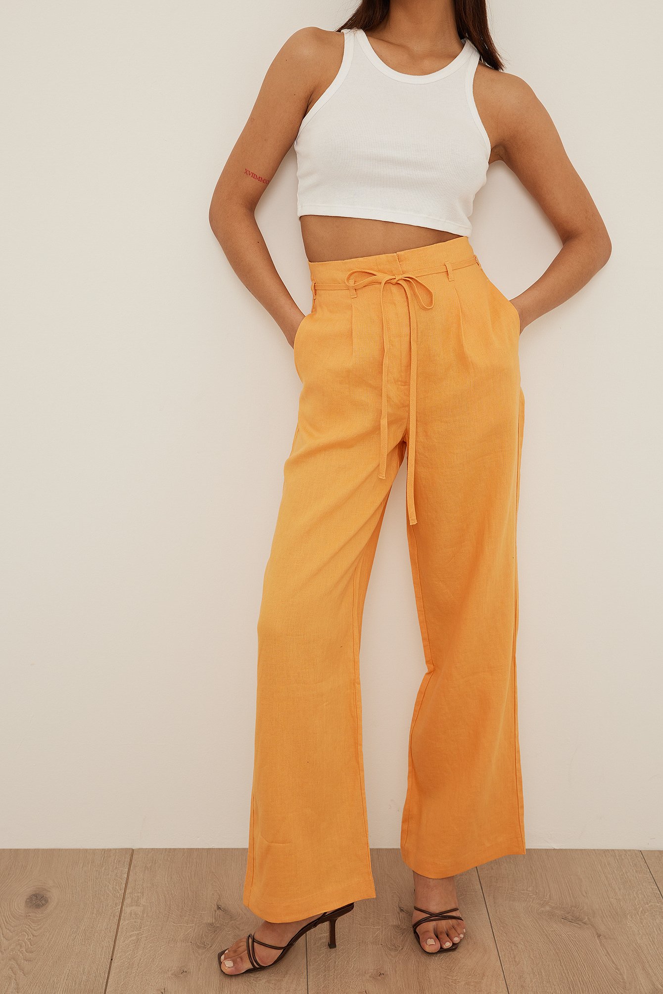 Wide Pleated High Waist Trousers  Endource