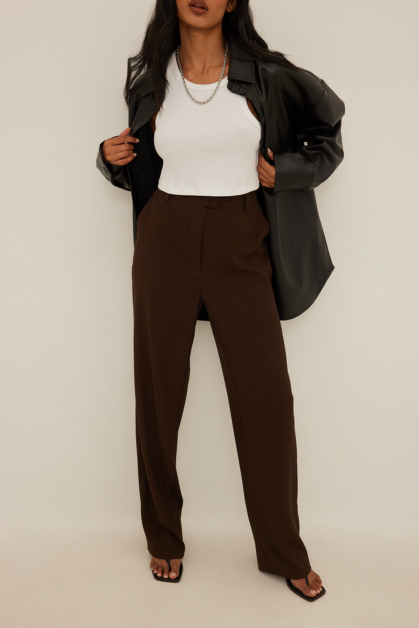 High Waist Suit Pants Brown | na-kd.com