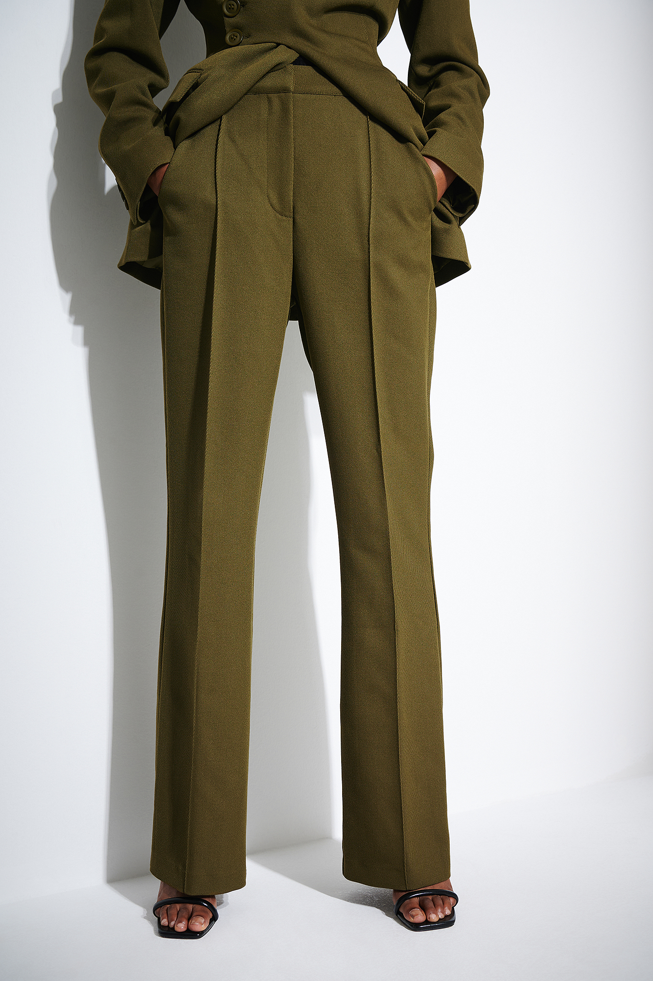 High Waist Seam Detail Suit Pants