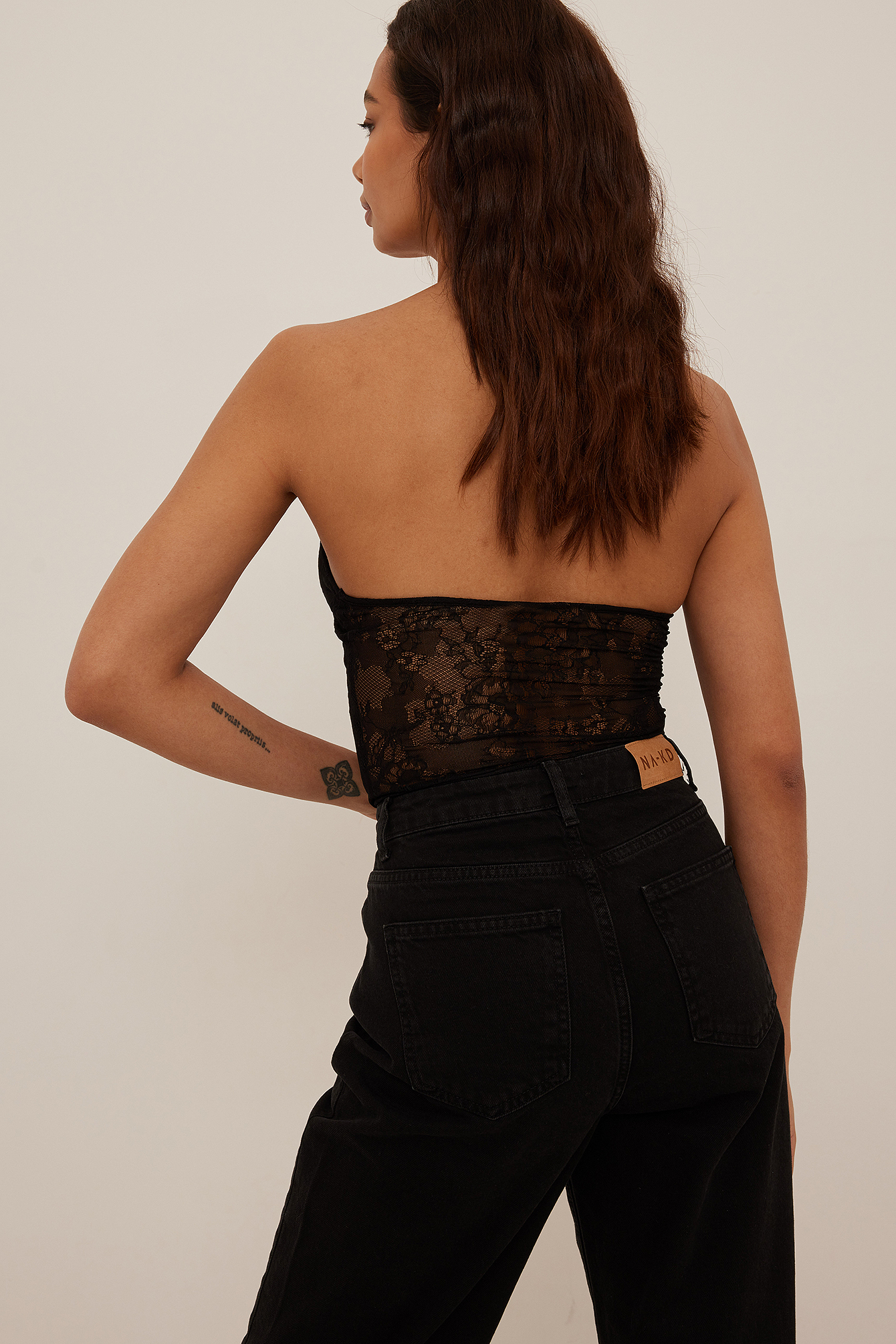 New Look Black Lace Diamante Detail Push Up Bodysuit