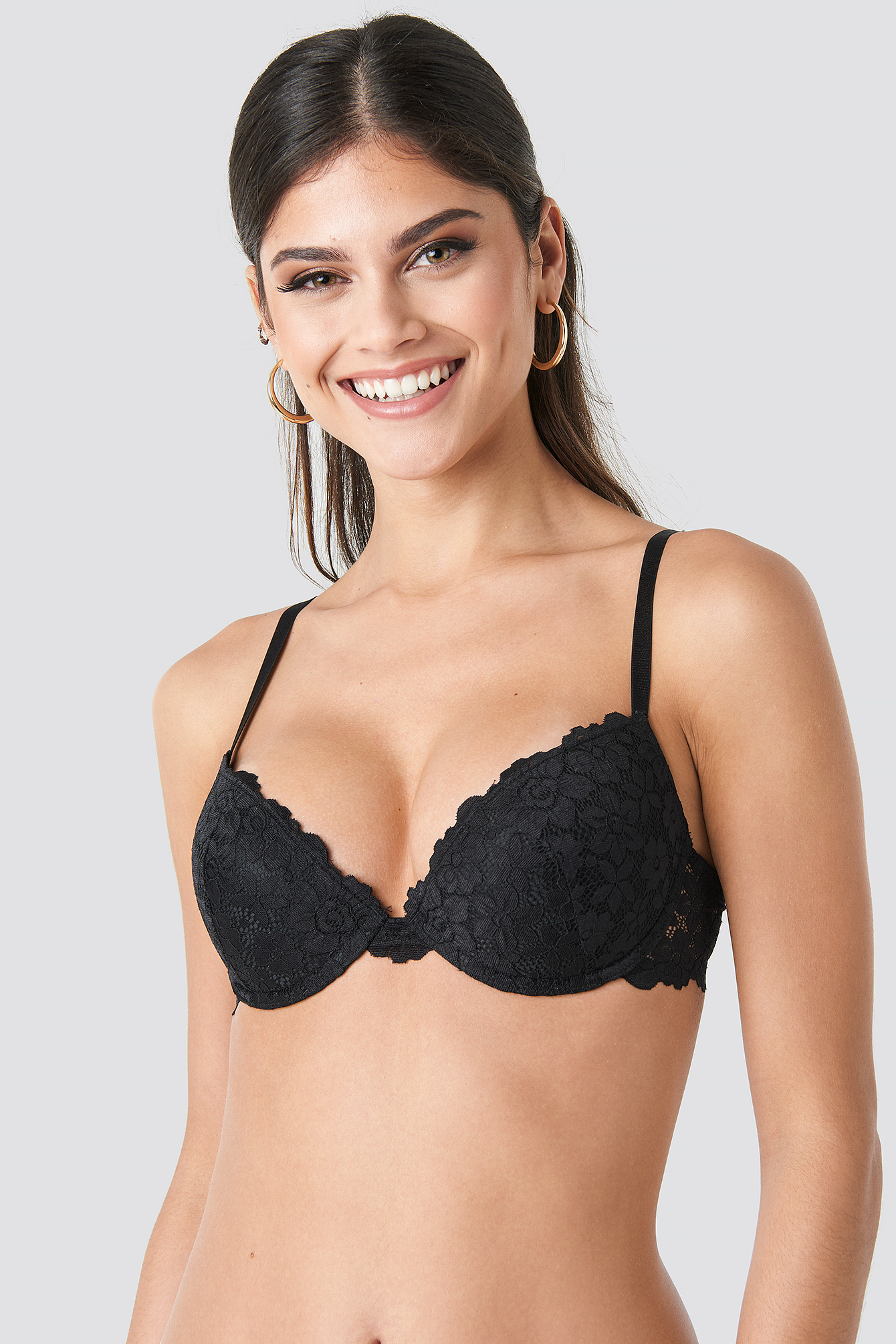 Lace Padded Cup Bra Black