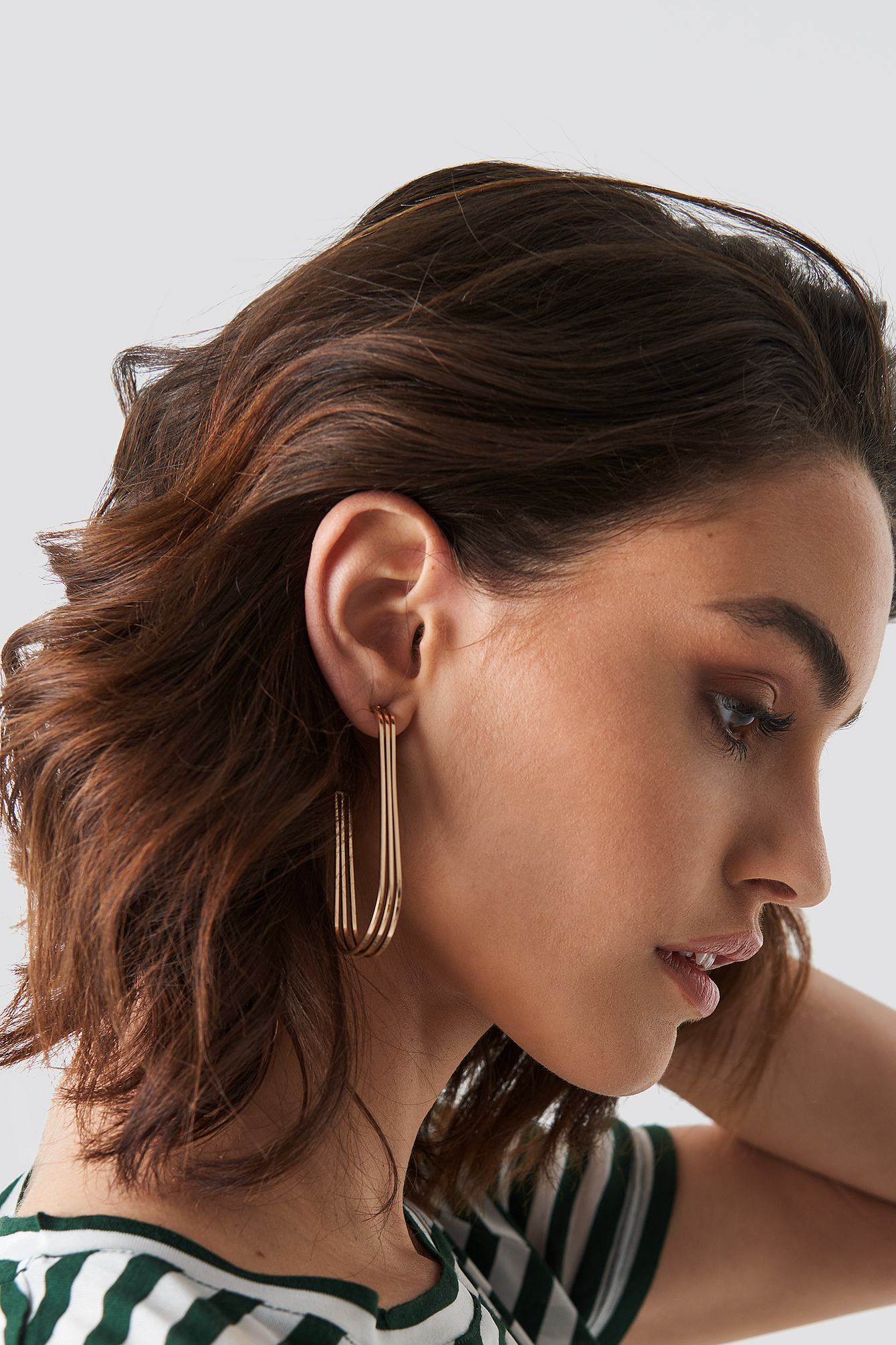Layered Bar Hoop Earrings Gold Na Kd 4261