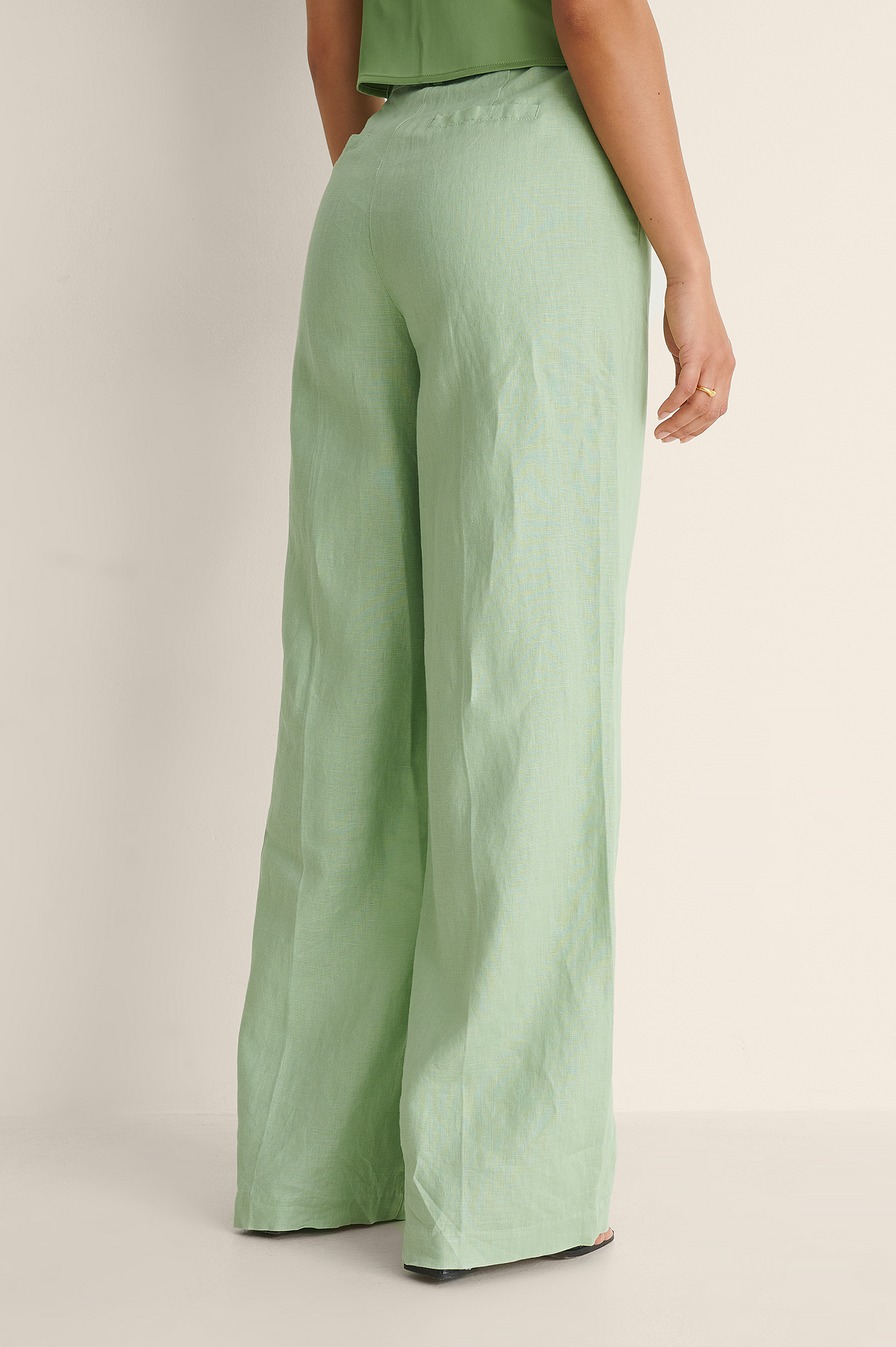 Linen Long Suitpants Green | na-kd.com